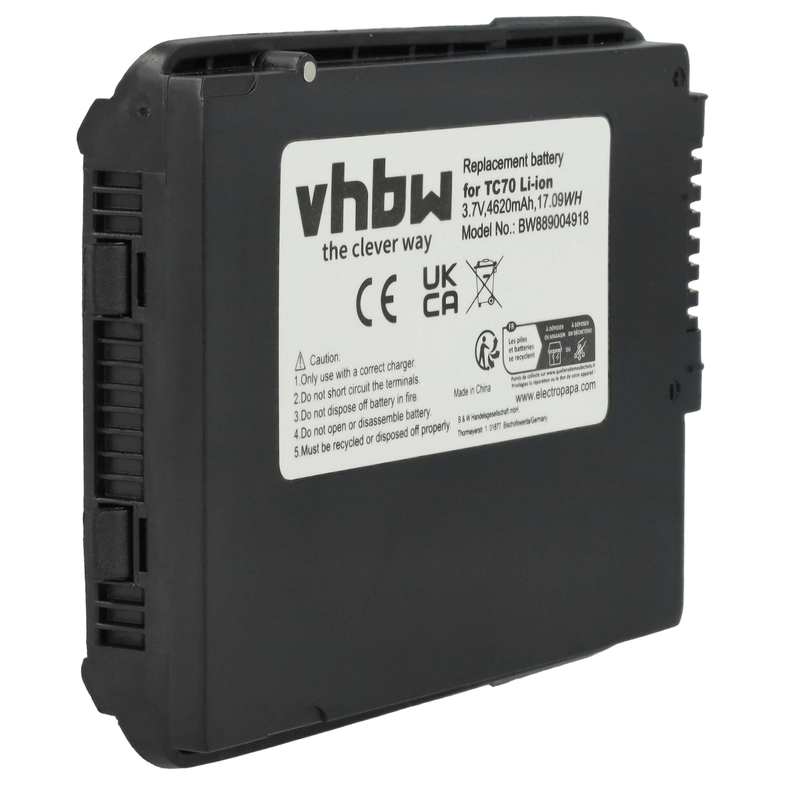 vhbw Bateria zamienna do Zebra 82-171249-02, BT-000318, BTRY-TC7X-46MAH-01 do skanera kodów kreskowych POS (4620 mAh, 3,7 V, Li-Ion)