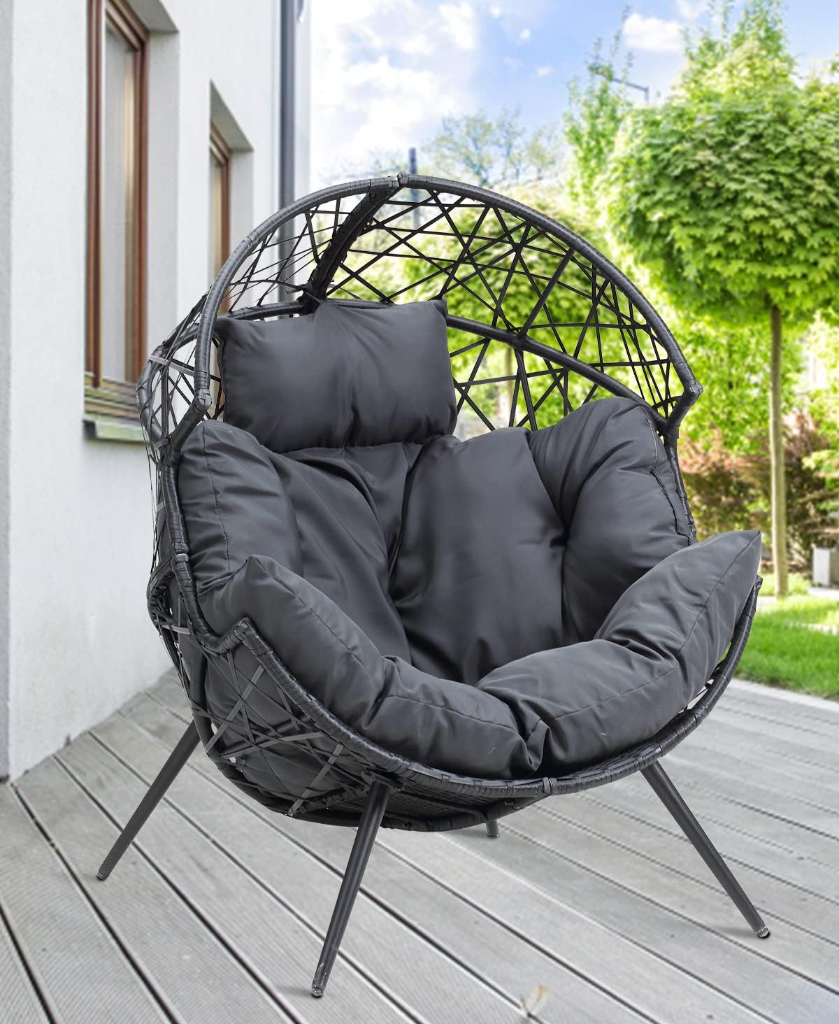 GOOGIC Patio Wicker Egg Chair, Egg Basket Chair with