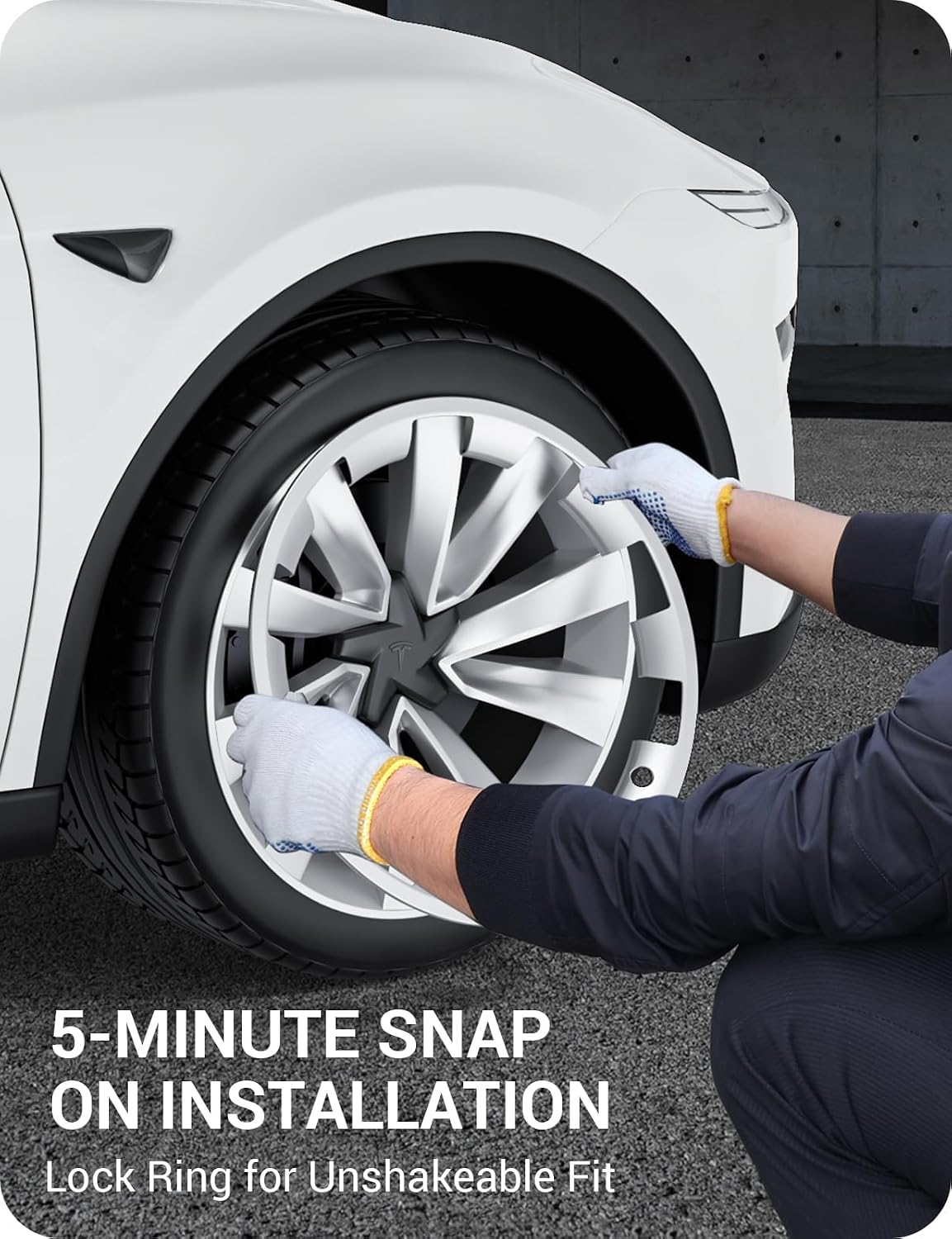 BASENOR 2026 2025 Tesla Model Y 20 Inch Wheel Rim Protector, Silver Scratch Guard Hubcap Curb Rash Cover, Tire Trim Protection for Model Y Juniper Accessories