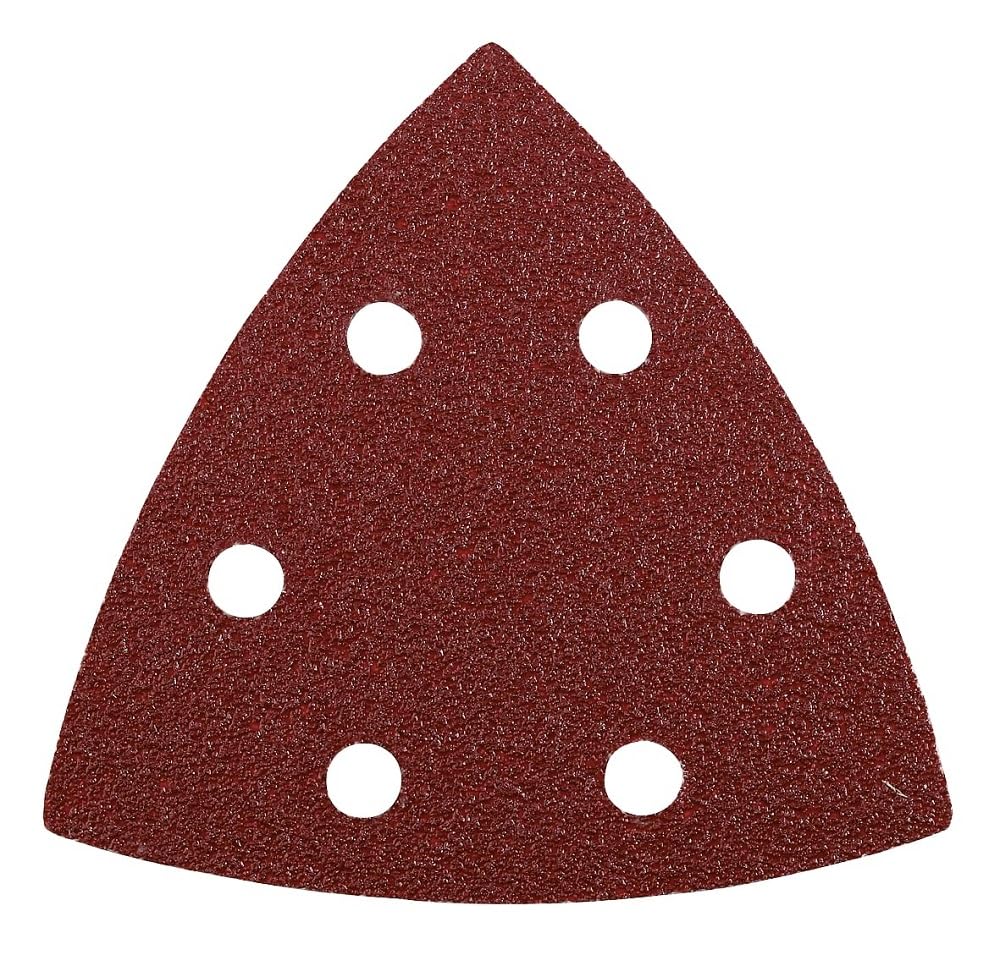 Kwb Red Sanding Triangles 93 Mm Made Of High-Grade Aluminium Oxide With 120 Grit, Tool-Free Change, Synthetic Resin Bonding And Reinforced Paper Backing For Medium-Fine Sanding Of Wood And Metal