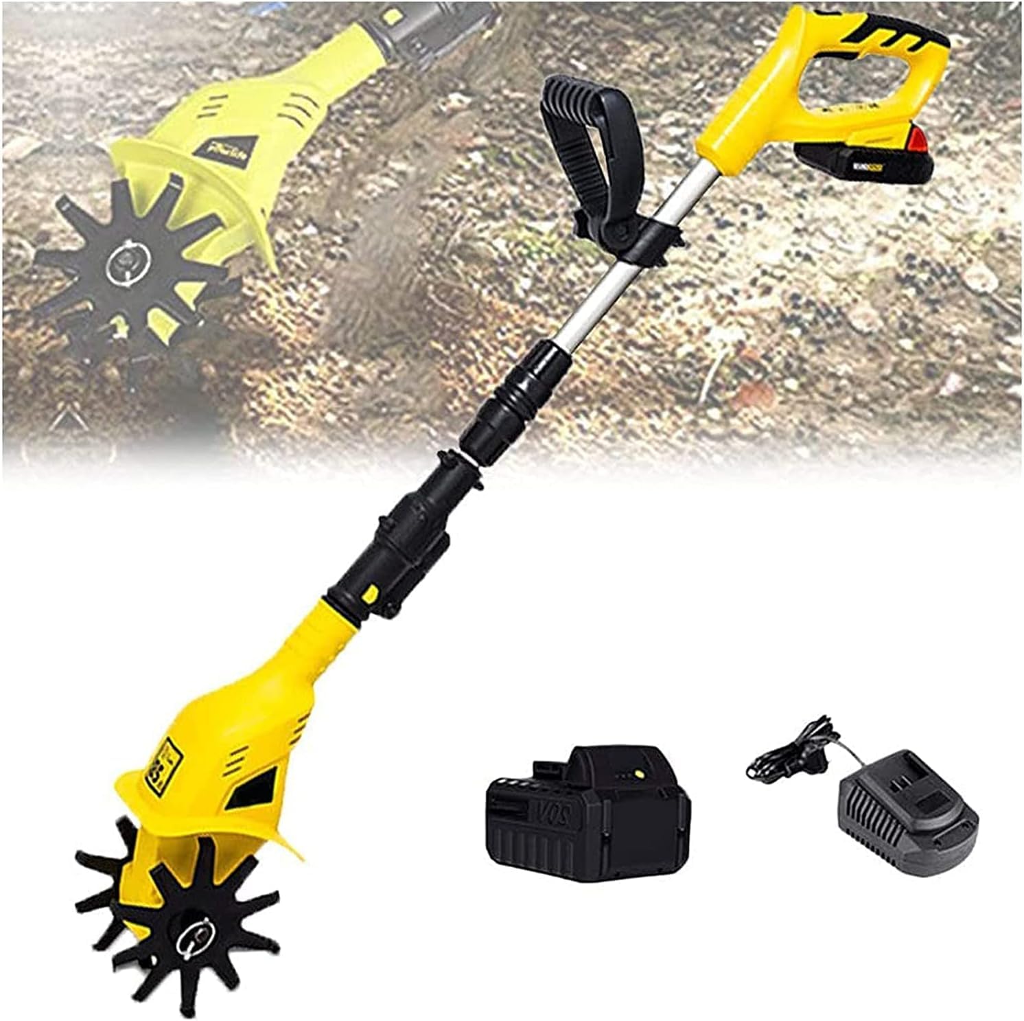 EPANO LXXW Rotavator Motocultor inalámbrico con batería Recargable y Cargador, for huertos, césped y jardín Motoazada Eléctrica