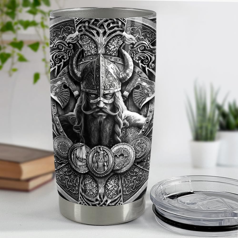 Viking Cup Tumbler 20oz Viking Gift for Men Vikings Stainless Steel Insulated Tumblers Coffee Travel Mug Gifts for Birthday Christmas - Image 3