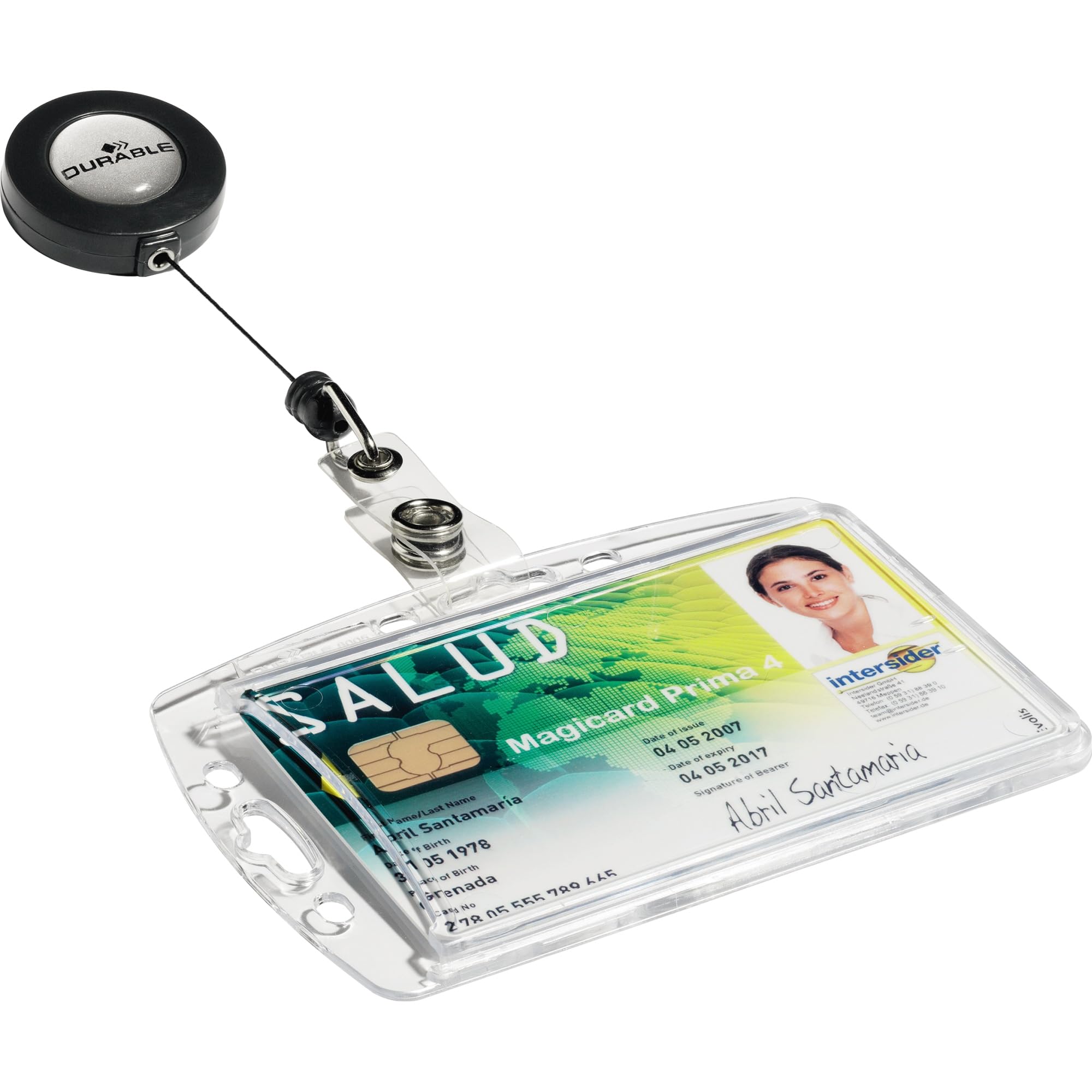 Funda para tarjeta, con correa retráctil, 85 x 54 mm, 10 unidades