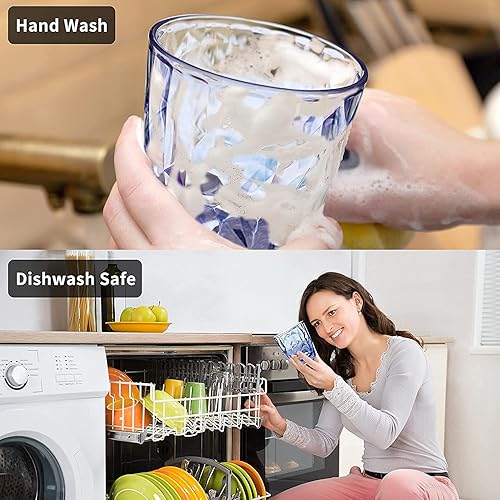 Miniatura 8 de Topsky Vasos de agua de plástico de 10 onzas  Juego de 4 vasos transparentes irrompibles de acrílico transparente reutilizable para jugo para fiesta