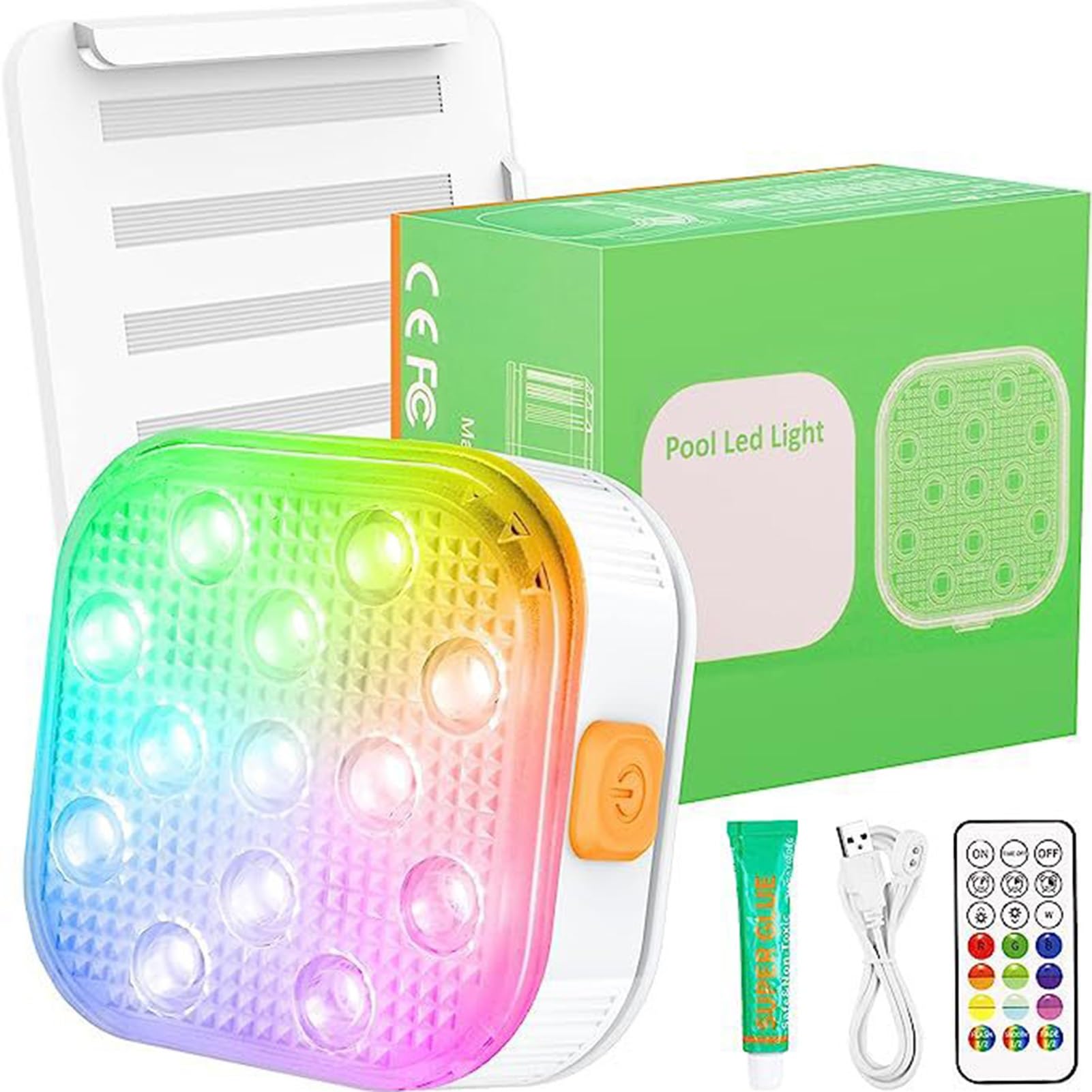2 Luci LED Subacquee con Telecomando, Luci Magnetiche Impermeabili IP68, Modello Ricaricabile, Adatte for Doccia, Piscina, Stagno, Acquario, Vasca da Bagno, Feste