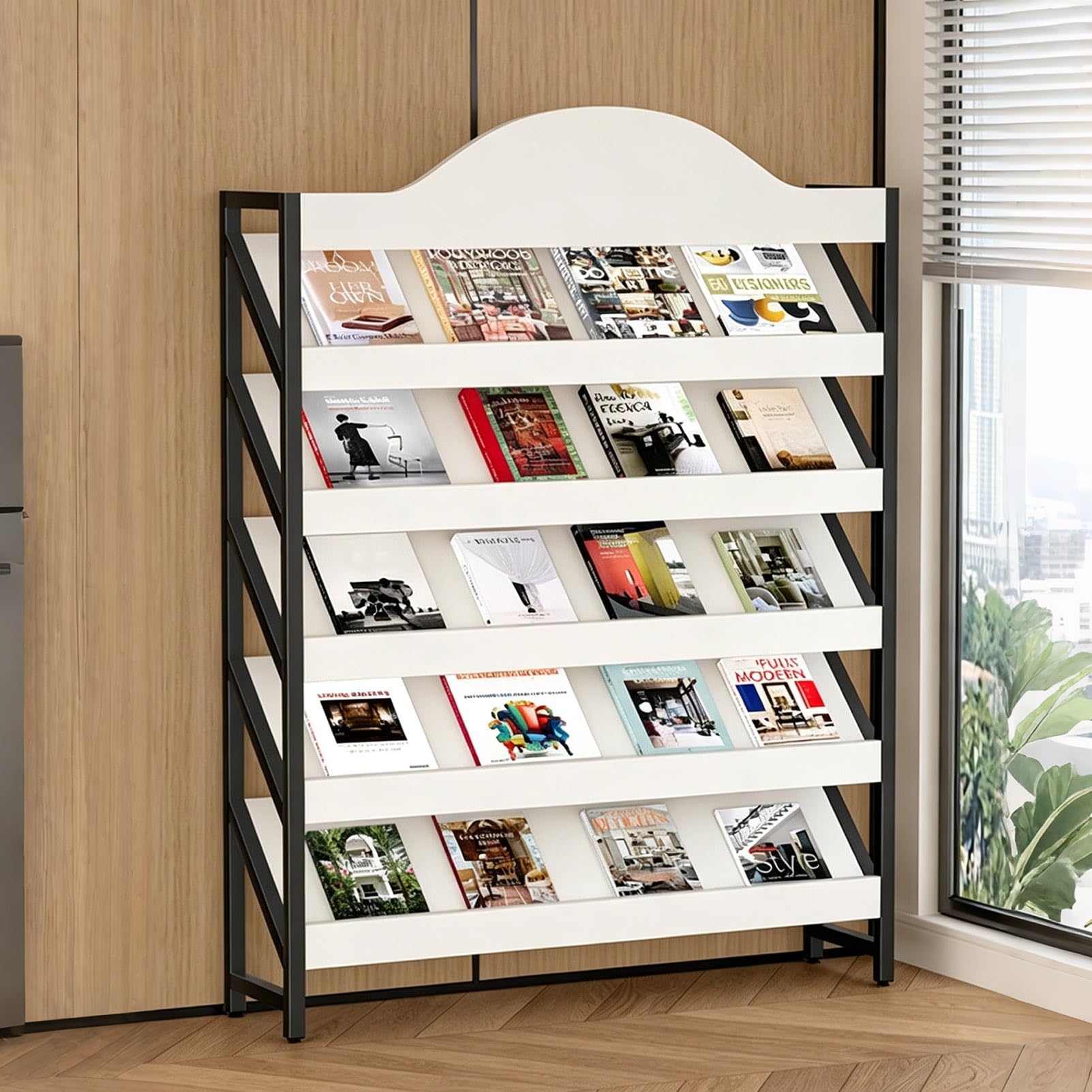 TRAGLO Floor Magazine Rack 4/5/6 Tier Brochure Display Stand Bookshelf