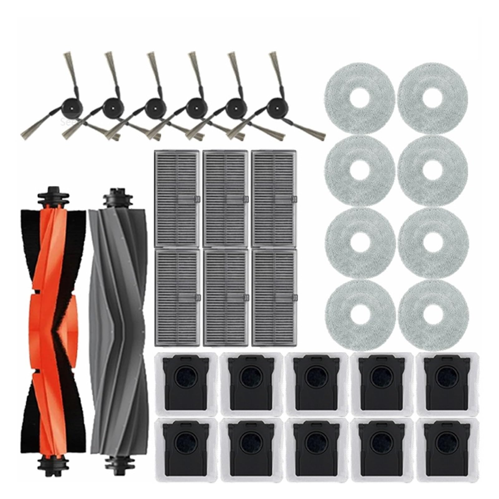 Kicici Compatible With Dreame L40 Ultra / X40 Robot Vacuum Accessories Dust Bags Mop Main Side Brushes Cloths HEPA Filters Spare Parts(Black)
