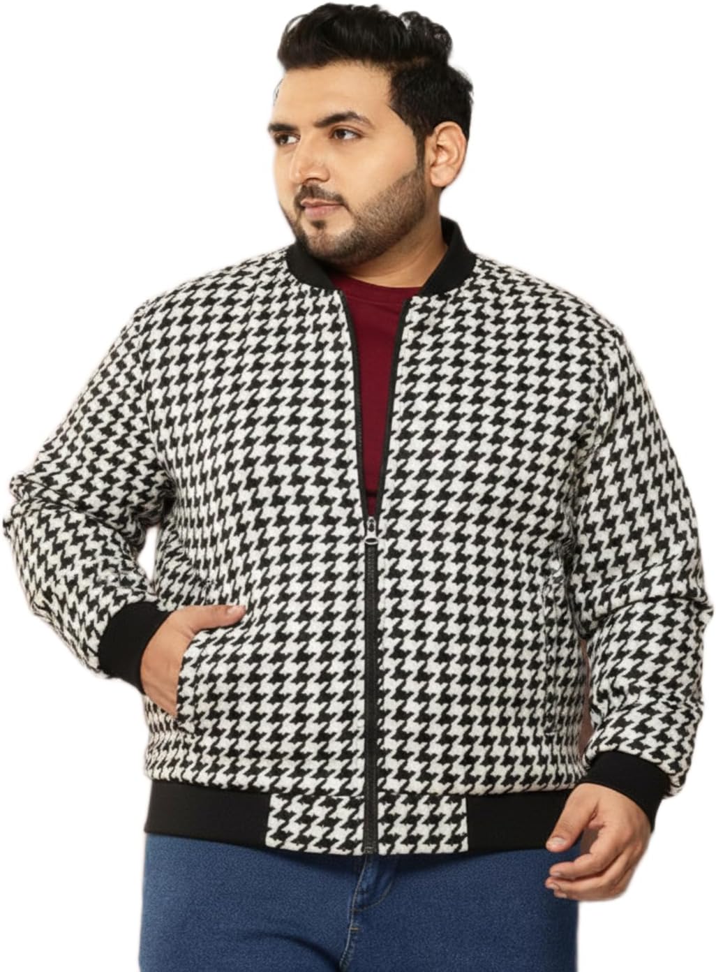 Men Jacket |Men’s Fashion Bomber Jacket | Black White Check Trendy |27