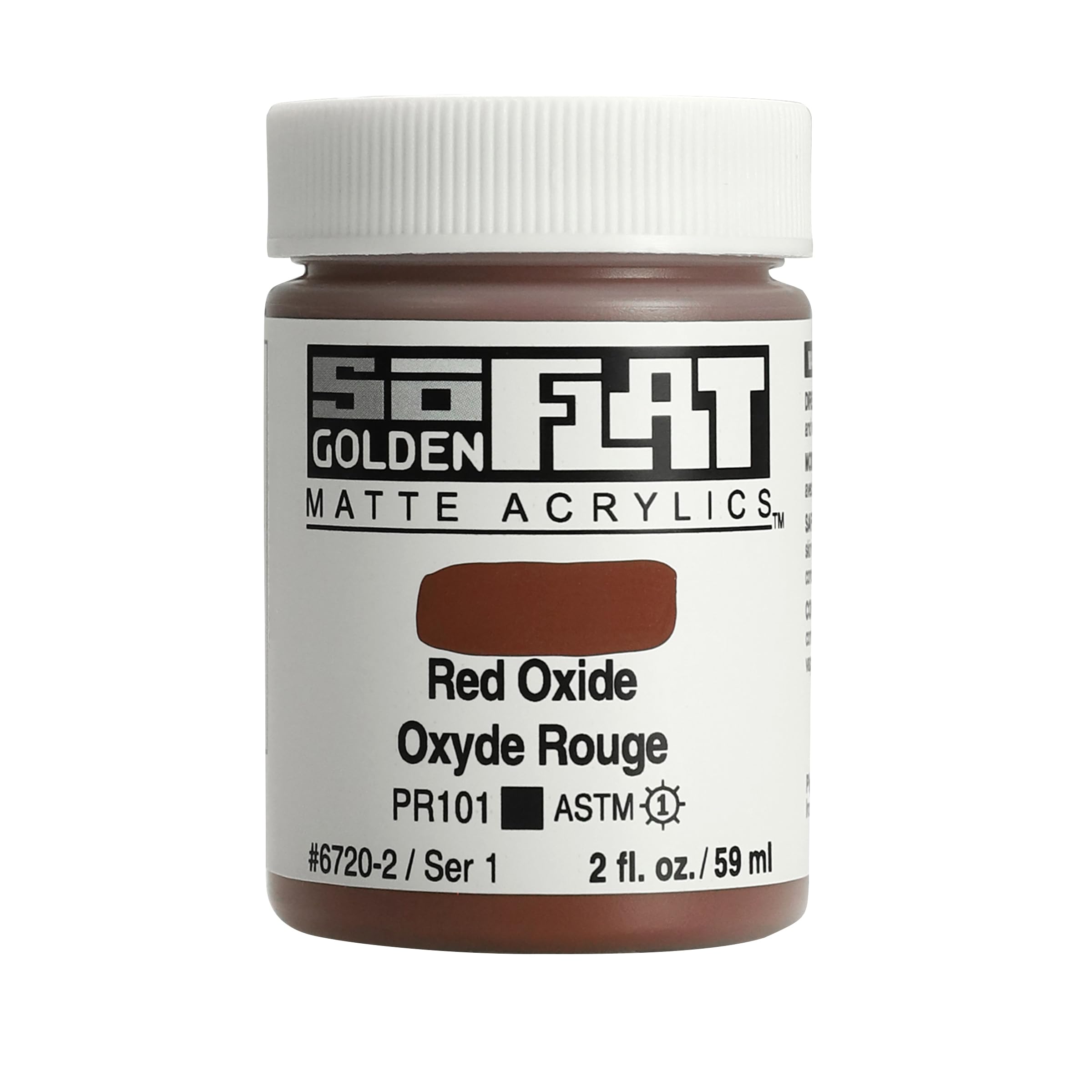 Golden SoFlat Matte Acrylic Paint, 2oz jar, Red Oxide (6720-2)
