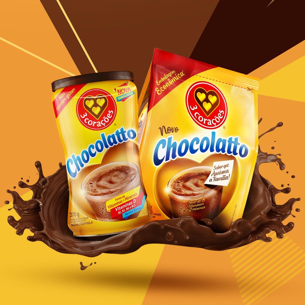 3 Corações Chocollato Achocolatado em pó - Sachê, 700g : Amazon