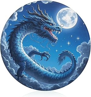 Cutting Board Blue Dragon Printed Cheese Delicatessen Cutting Board Round Tempered Glass Suitable for Kitchen Table Centerpiece