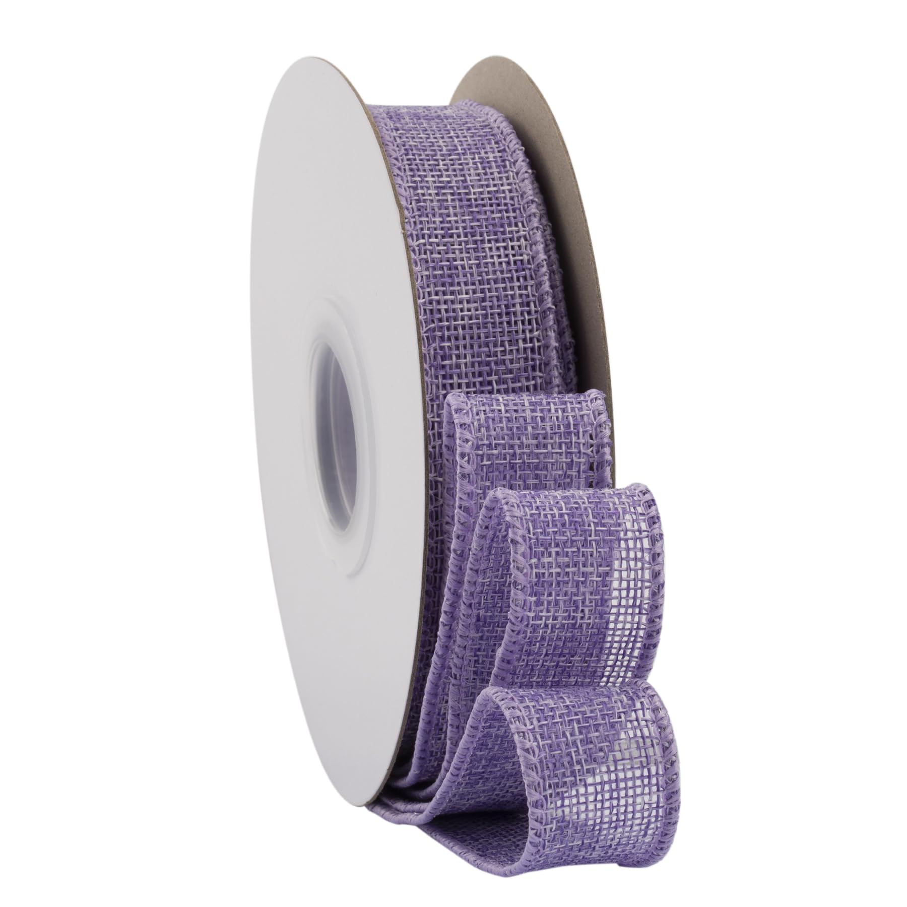 Ribbonitlux Lt. Purple Burlap Wired Ribbon, 25mm x 18 Meters, Wired Edge Burlap Ribbon for Gift Wrapping Big Bow, Wreath
