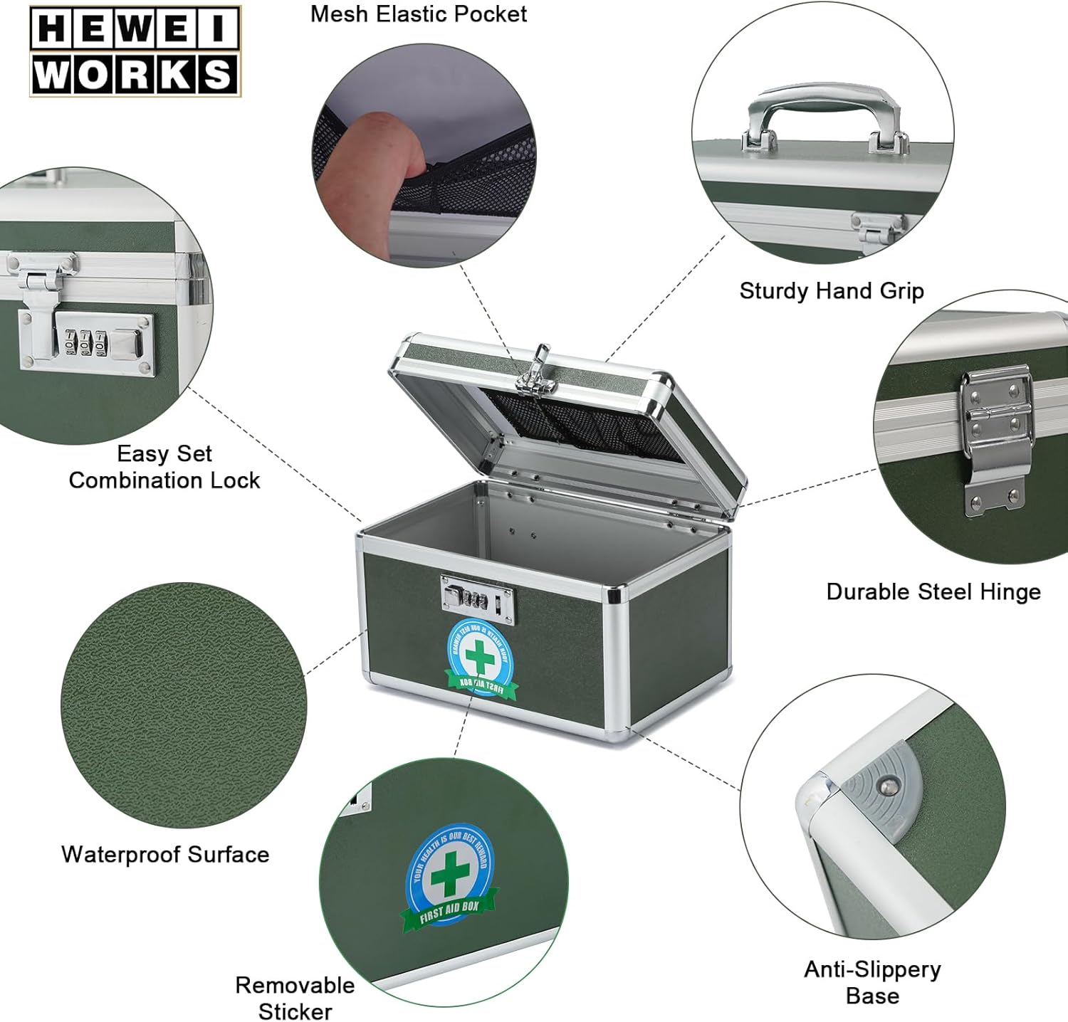 Medication Lock Box with Combination, Lockable Medicine Storage Box, Empty First Aid Box, Security Lock Box, Medical Organizer, Multipurpose Locking Box for Home and Outdoor (Green, SMALL)
