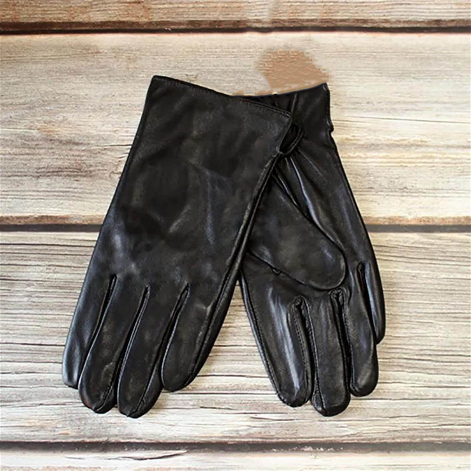 Guantes de piel de oveja auténtica para hombre, con forro de rayón fino, para pantalla táctil, mensajes de texto, verano, al aire libre, conducción
