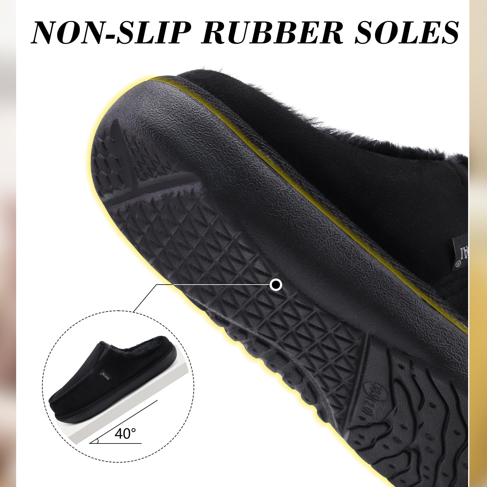 ONCAI Pantofole Donna Peluche Tessuto di Lana Houndstooth Misto Cotone Morbido Memory Foam Comode Plaid Pelliccia sintetica Ciabatte da casa Interno Esterno Tappetino Yoga Suola di Gomma Taglie 35-42