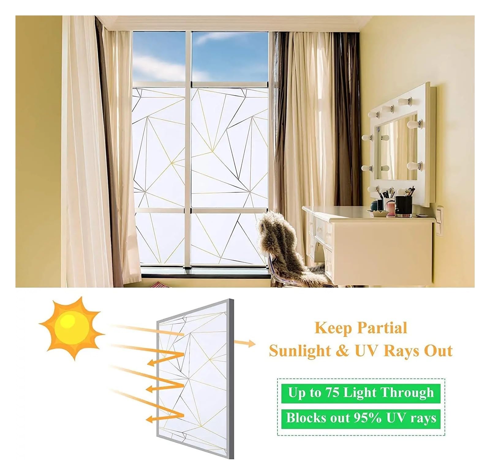 Película electrostática for ventanas no adhesiva | Ventana de oficina en casa de varios tamaños: decoración de aislamiento de bloqueo de luz electrostática(75x200 cm)