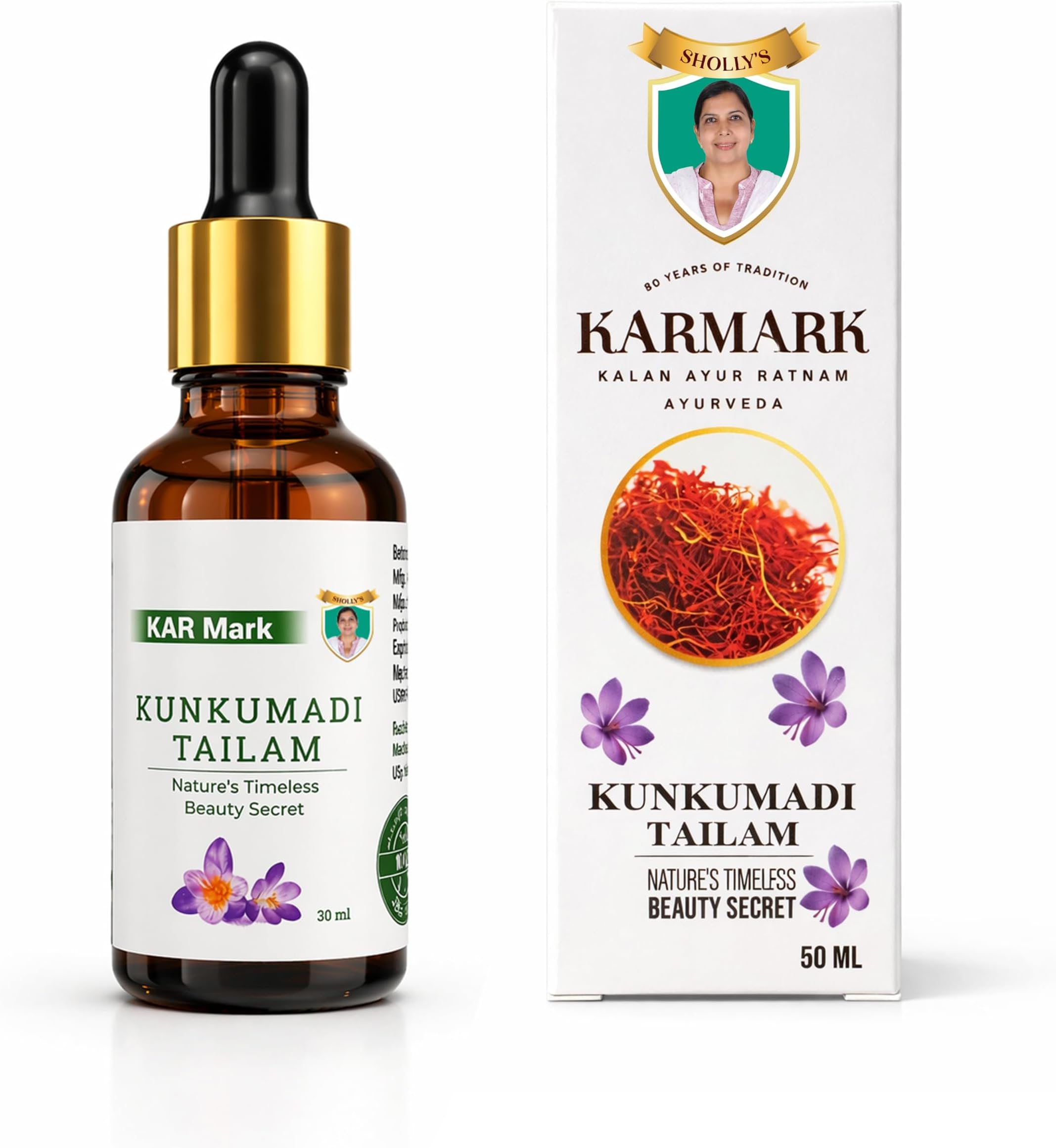 Sholly's Kar mark kumkumadi oil (15 ml) | 25% extra saffron and goat milk added