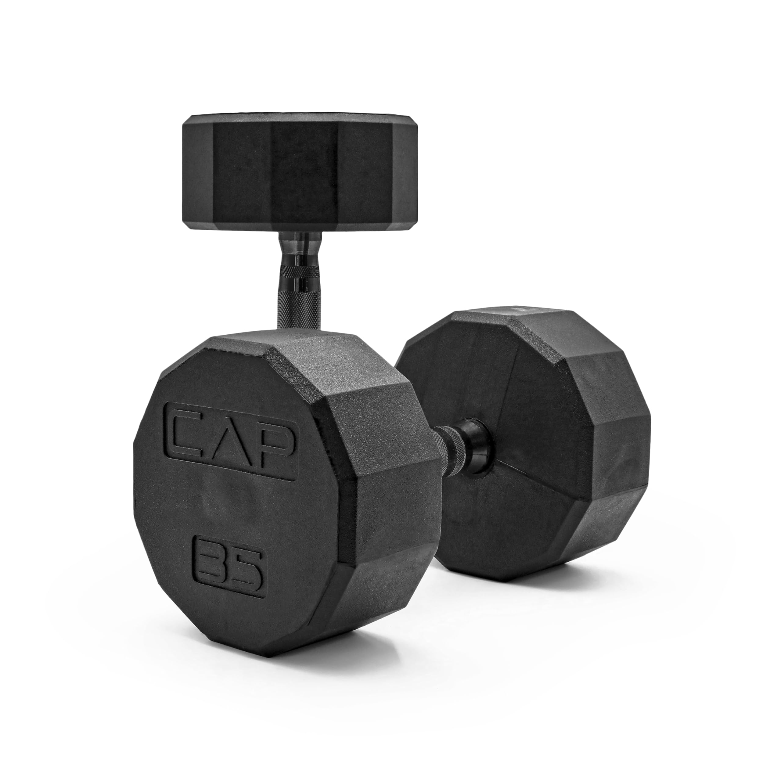 CAP Rubber Coated Dumbbell Weights Free Weights for Home Gym Strength Training Anti-Roll Hex Dumbbells with Black Chrome & Comfort Grip Handles Pairs & Sets product thumbnail 2
