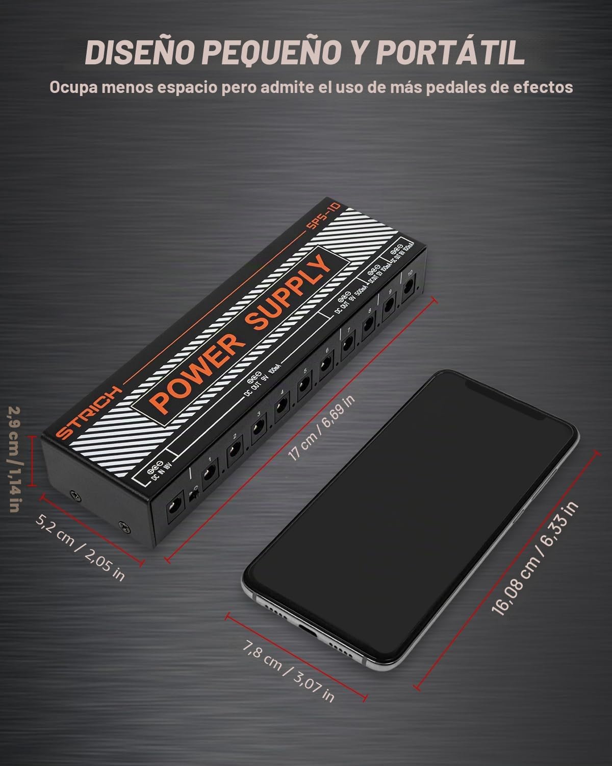 Fuente de alimentación para pedal de guitarra, STRICH 10 salida aislada para pedal de efecto de 9 V/12 V/18 V, fuente de alimentación de pedalera de 100 mA 500 mA con protección contra cortocircuitos