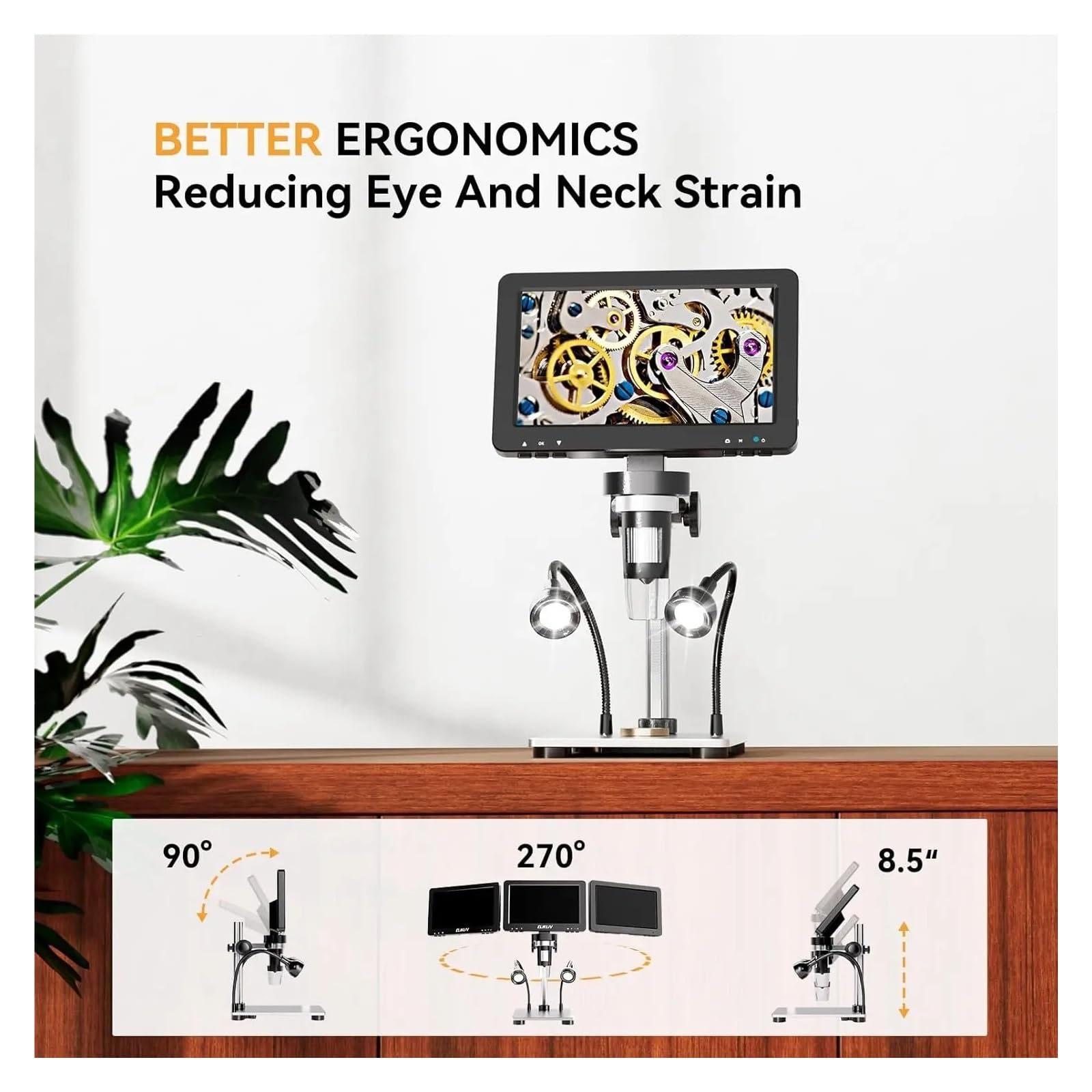 EDM9 7'' LCD Digital Microscope 1200X 1080P Coin 10 LED Lights Usb Electronics