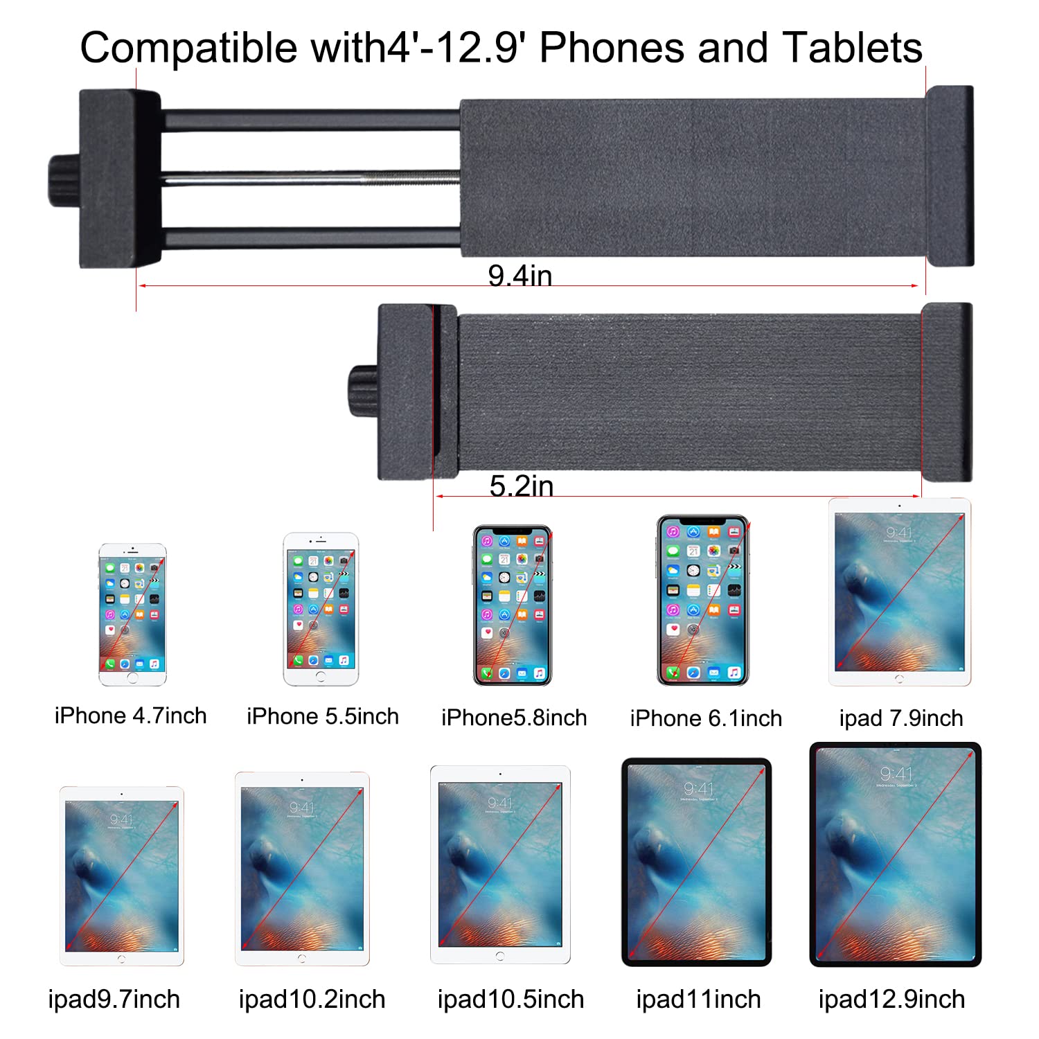 Trípode de aluminio para iPad de 53 pulgadas para iPhone iPad Pro cámara teléfono móvil ligero viaje selfie soporte trípode negro