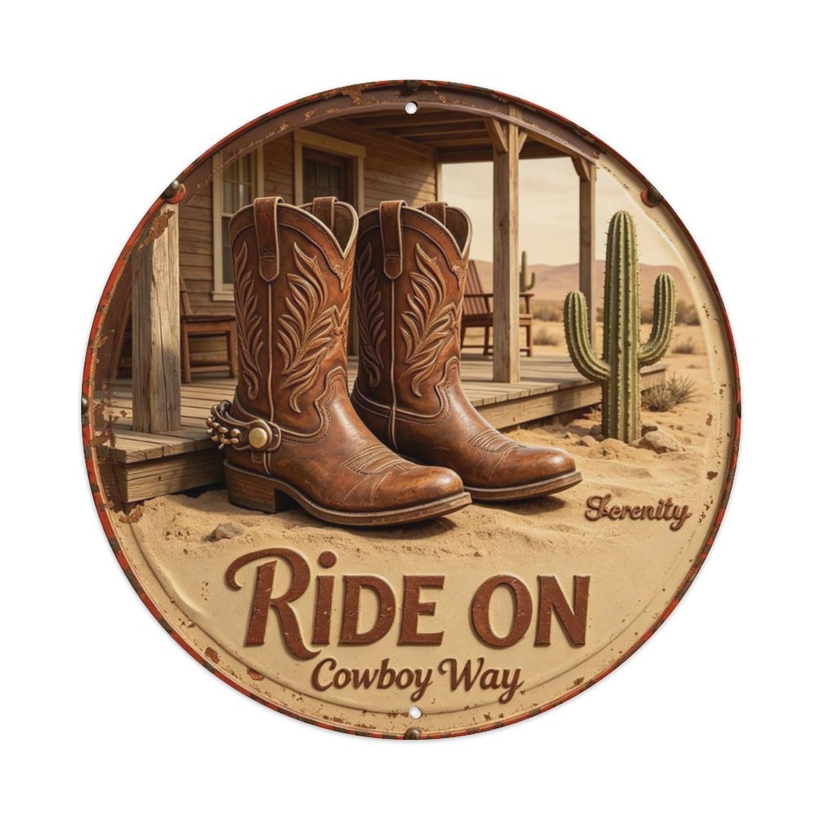 Cowboy Way Metal Tin Sign Plaque