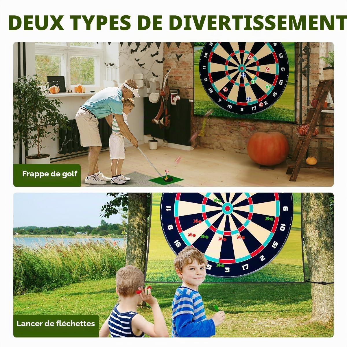 Jeu de copeaux de golf adhésifs pour entraînement de fléchettes, kit d'aide à l'entraînement avec 20 balles de golf et 10 fléchettes