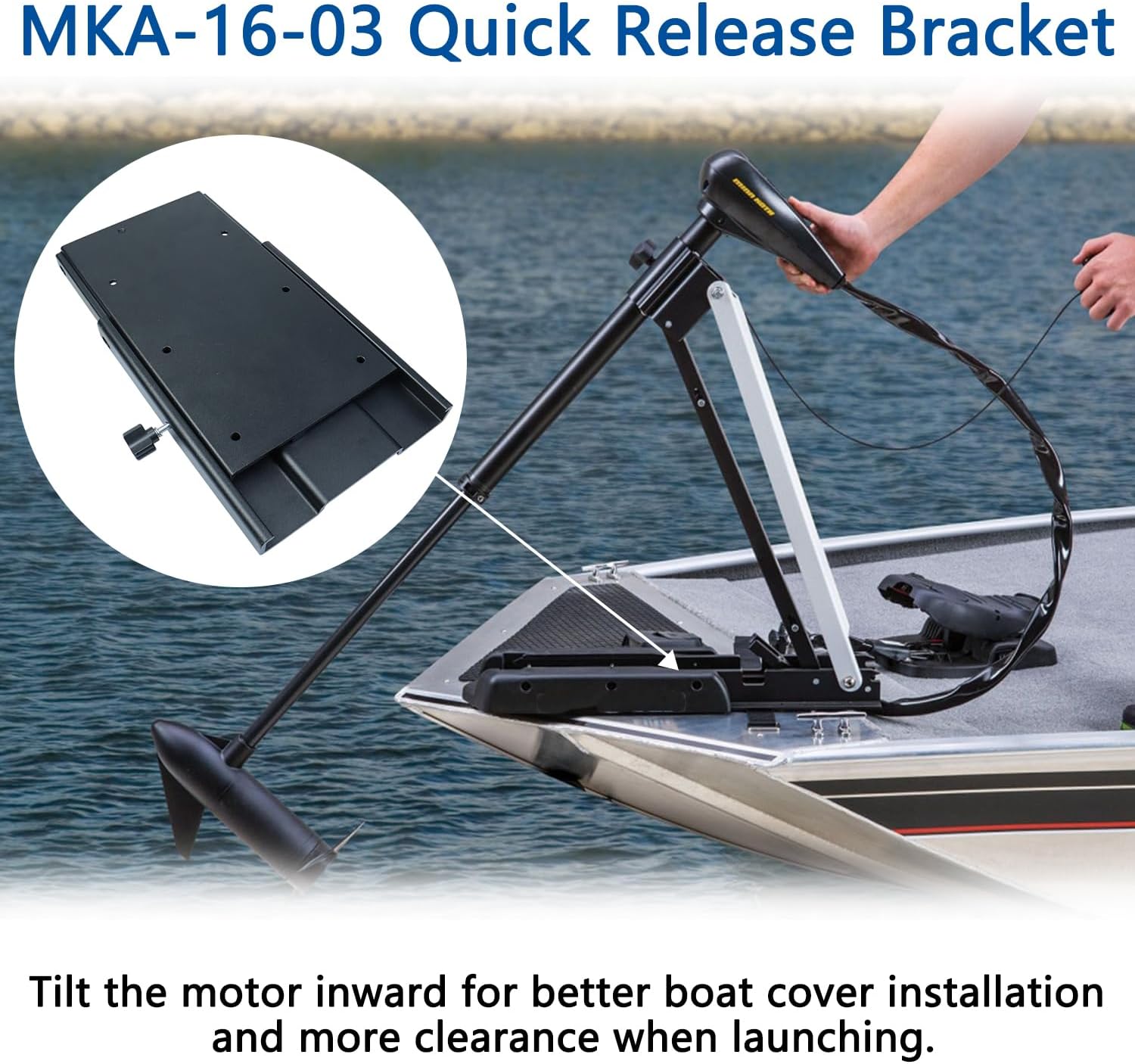 MKA-16-03 Quick Release Bracket Replacement for Minn Kota 1854035 Trolling Motor Mounting Bracket Compatible with Ulterra, Terrova,PowerDrive, PowerDrive V2, PowerDrive Pontoon and Deckhand 40