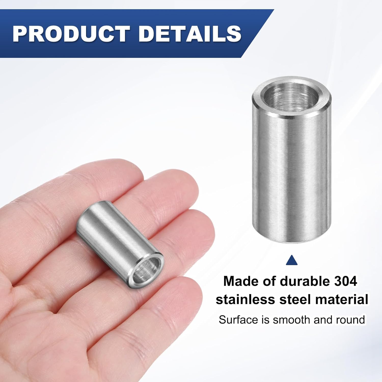 8PCS M8 304 Stainless Steel Spacers 8mm ID x 12mm OD x 22mm l Metal Screw Standoff Bushing Plain Finish Round Spacer 304 Stainless Steel for Screws Bolts Silver