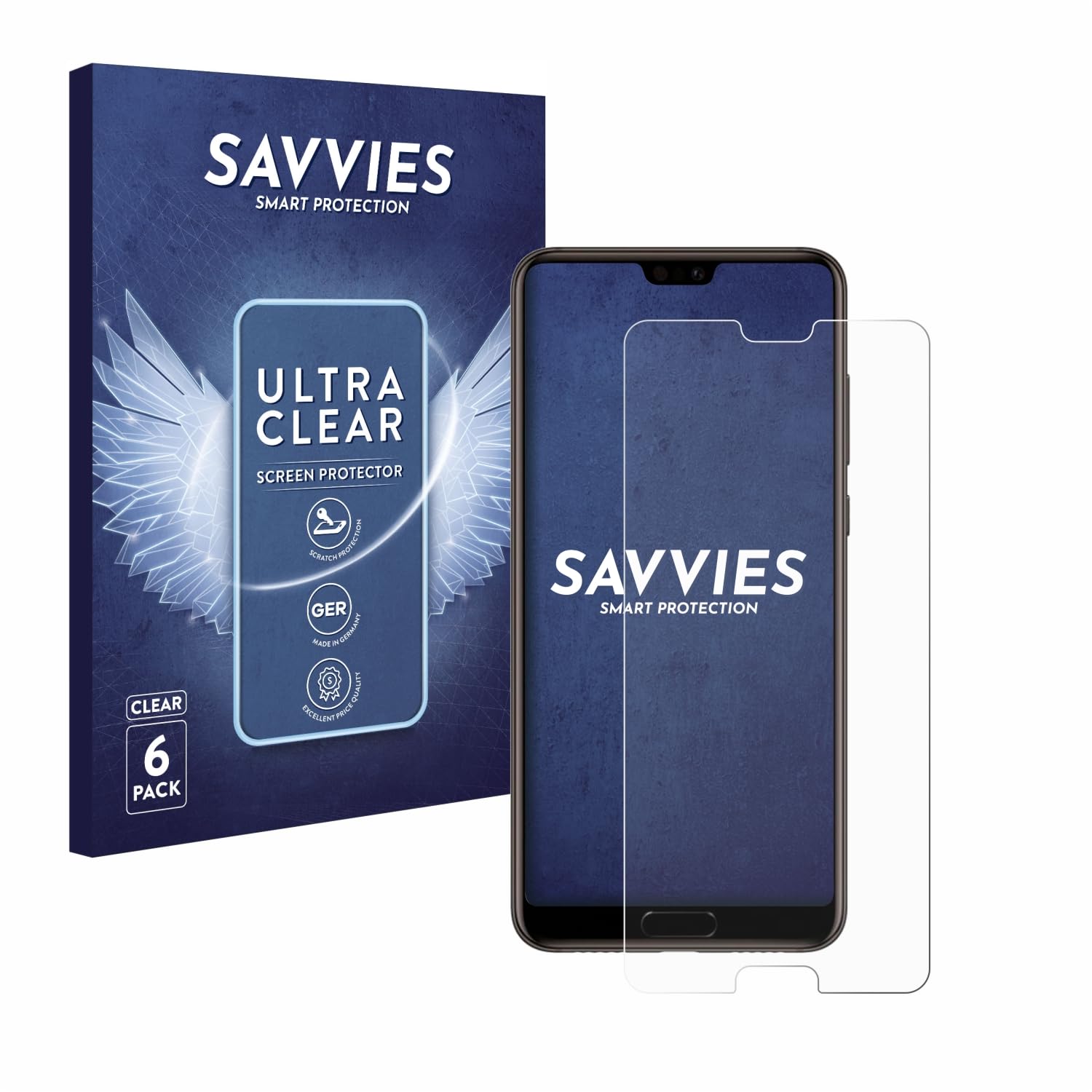 Savvies Displayschutzfolie – Huawei P20 – Ultra-Clear Schutzfolie, 6 Stück