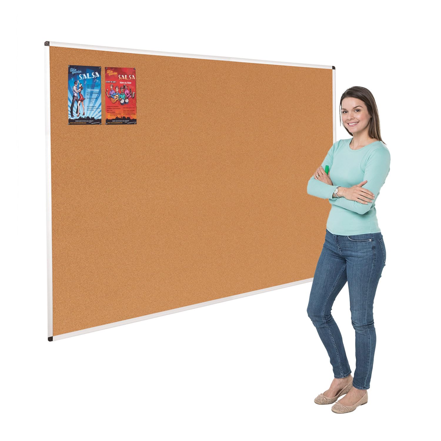 Wonderwall Large Aluminium Frame Cork Noticeboard, 120 x 180 cm, Wall Mounted, Pinnable Display Board, Ideal for Office, Reception, School
