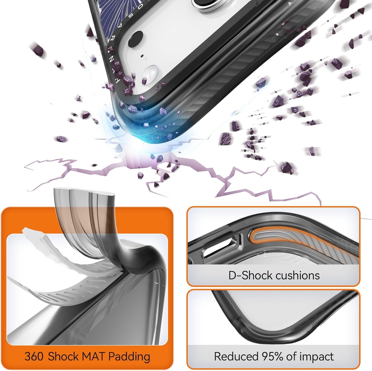 for iPhone 17 Pro Max Case Cute - Military-Grade 20 ft Drop Protection Shockproof Phone Case - Funny Passiflora Caerulea Design (6.9") Black - Image 4