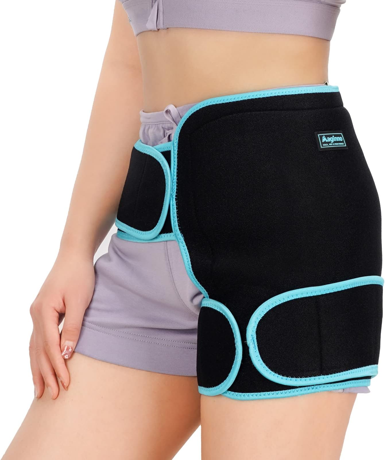 Hip Ice Pack Wrap for Injuries Reusable, Hip Brace with Hot Cold Pack for Women Men, Hip Gel Kit for Pain Relief Sciatica Nerve,Piriformis Stretcher, Hip Flexor Strain, Groin Pull, SI Joint, Hamstring