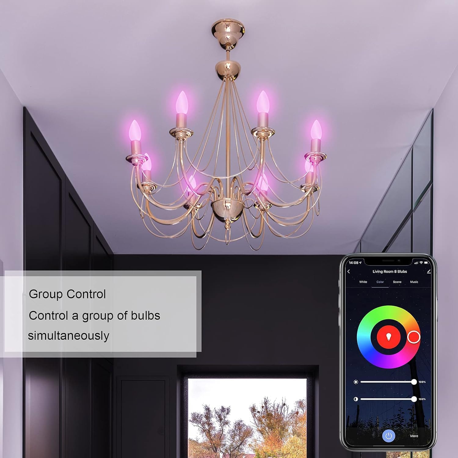 ANTELA Alexa Glühbirne E14 LED Smart WLAN Dimmbar RGBCW, 8 Stück | 16 Millionen Farben, Smart Life APP, Sprachsteuerung, Kompatibel mit Google Home