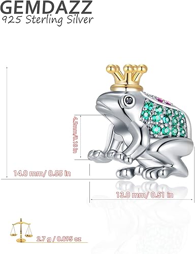 Vista 2 de GEMDAZZ Dijes temáticos de animales en plata de ley 925, bonito oso polar 3D, rana, cigarra, mariquita, abeja, libélula para pulseras europeas