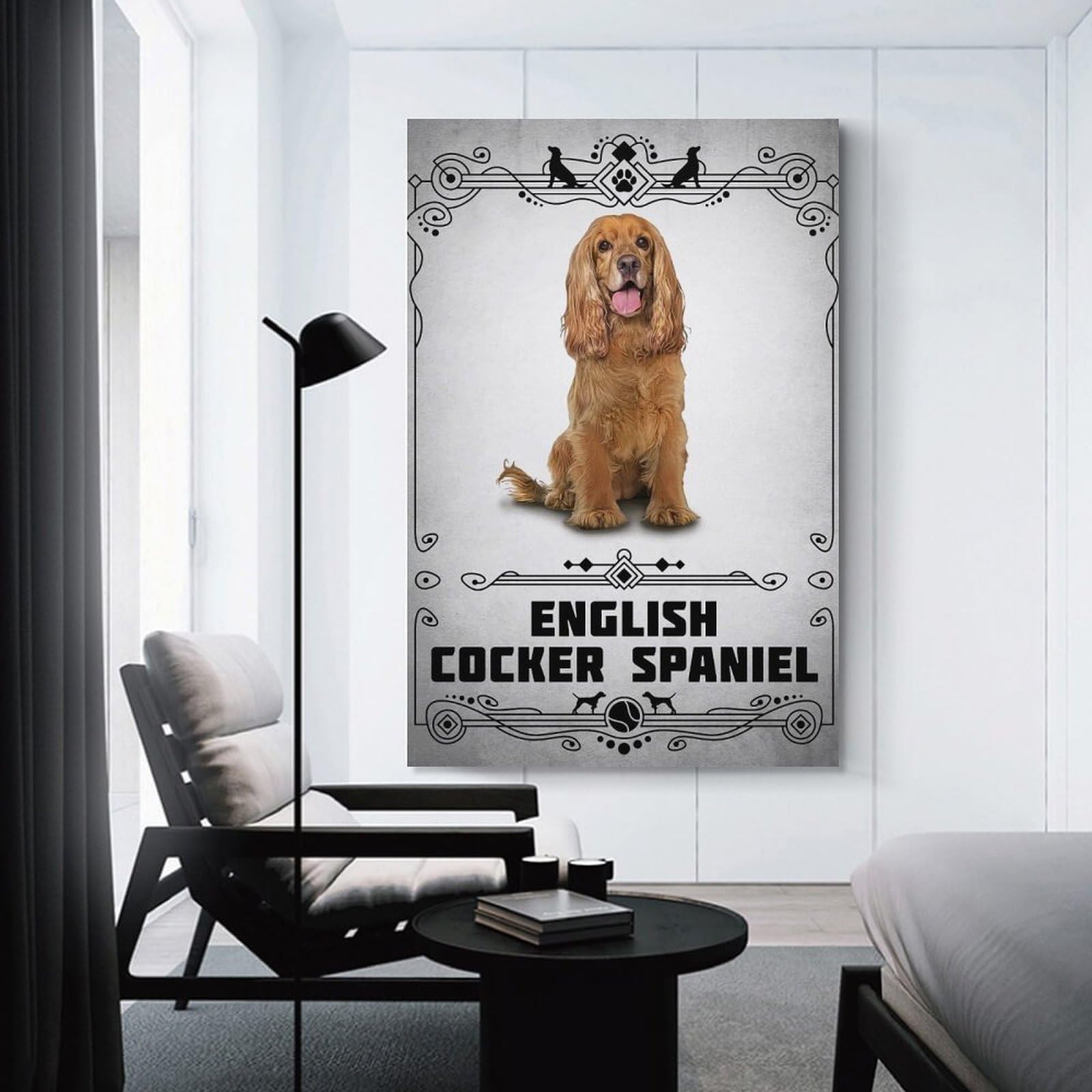 Junmoney English Cocker Spaniel Room Decor Wall Art, 24x36inch(60x90cm), for Bedroom Walls, Guest Spaces Or Lounges, Stylish Decor for A Restful Room Update