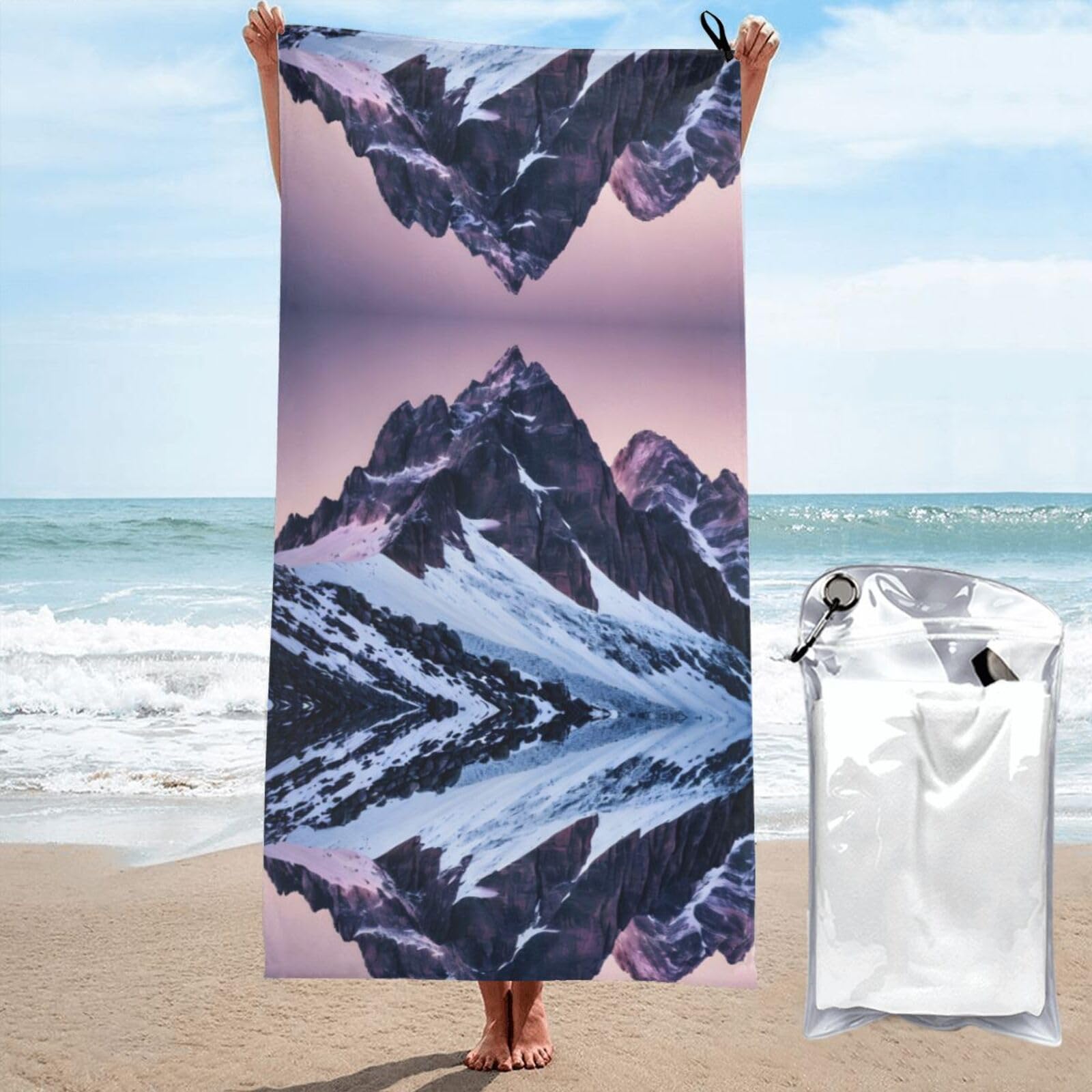 Serviette de piscine Travel Mountain fini le sable avec ce grand drap