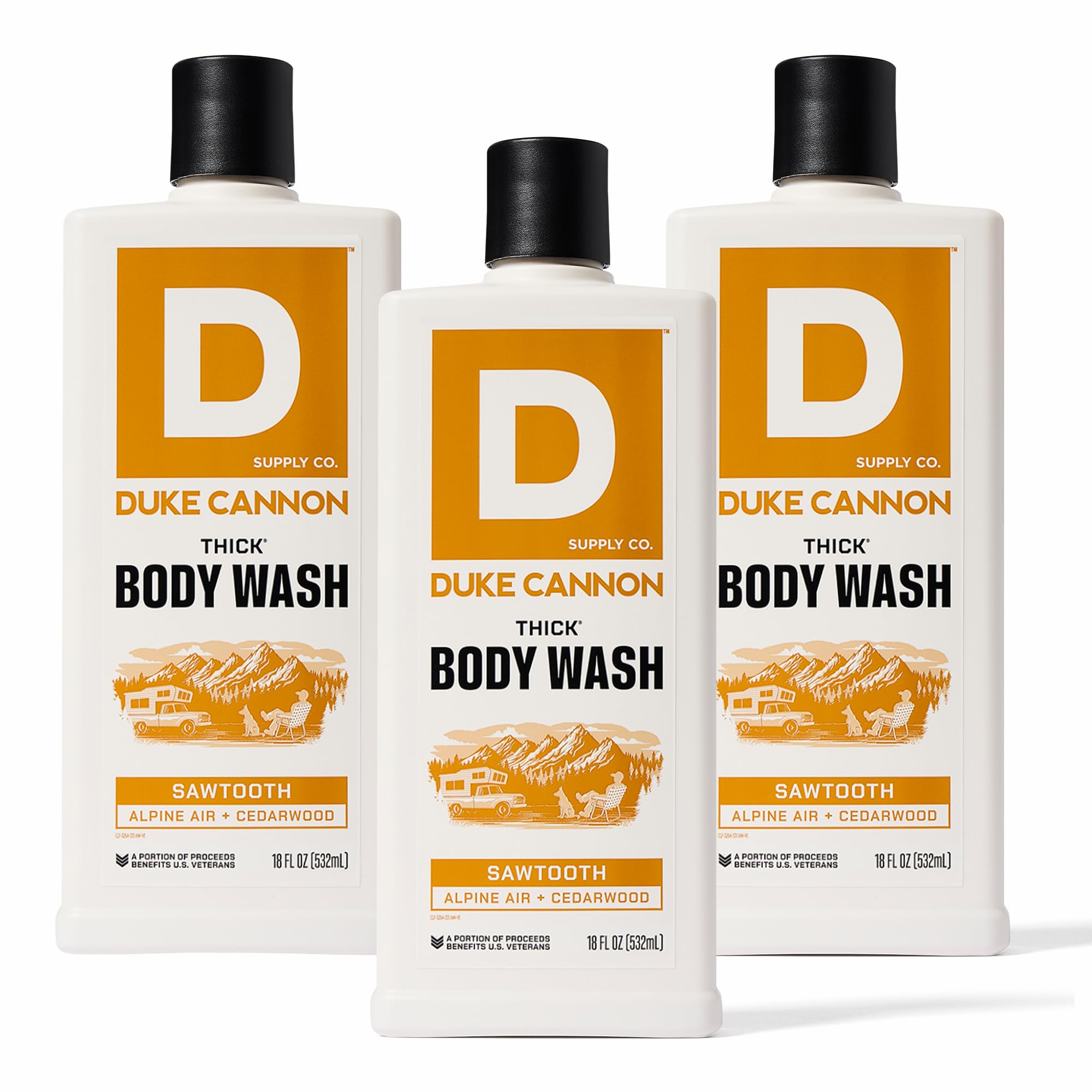 Duke Cannon THICK High Viscosity Body Wash - Sawtooth, Alpine Air and Cedarwood Scent, 17.5 oz (Pack of 3)