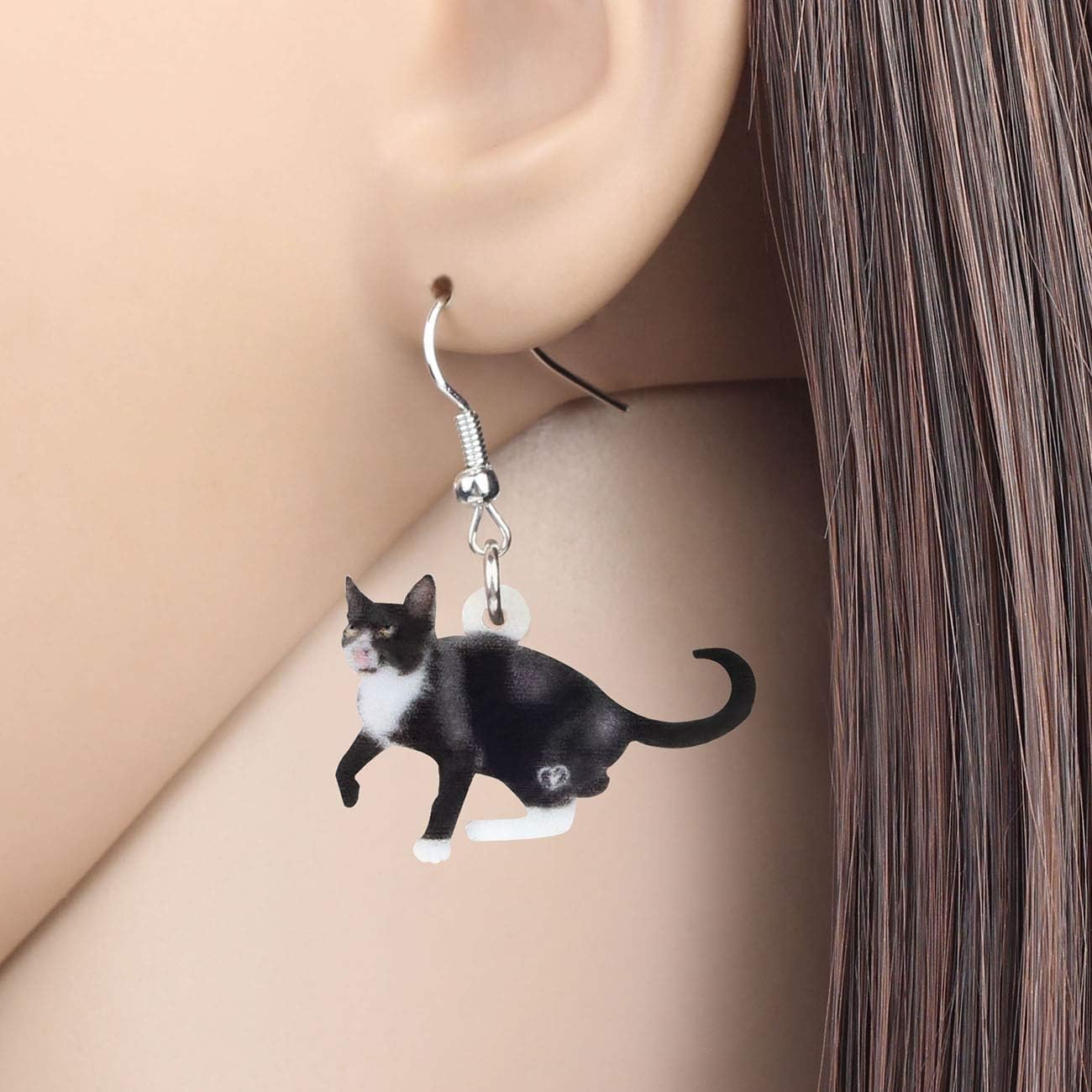 Bonsny Drop Dangle Sweet Black Cats Earrings Gift Pets Pattern Fashion Jewelry For Women - Image 2