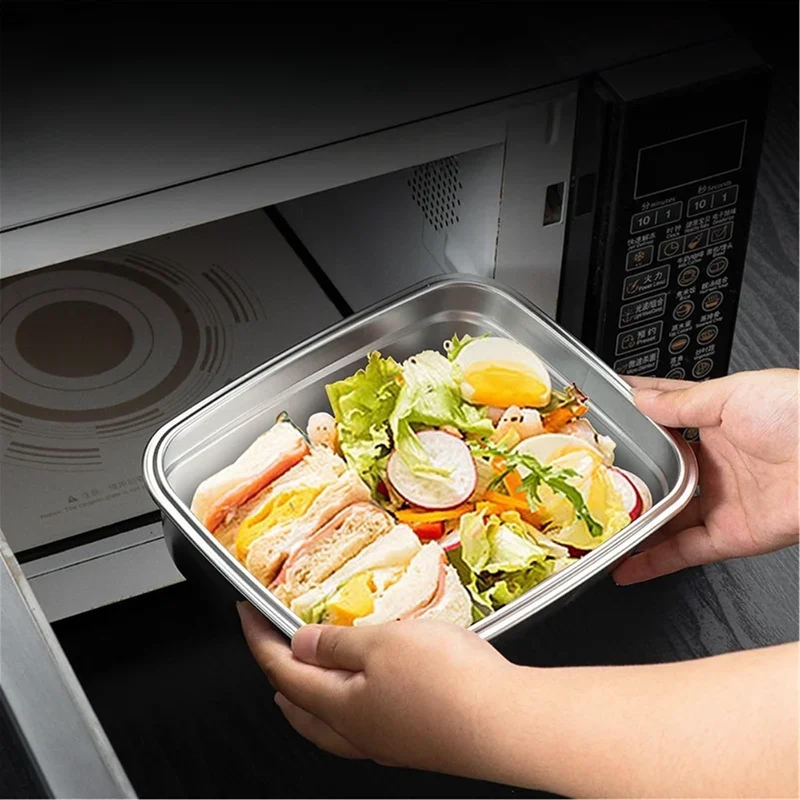 Contenitori per Alimenti Ermetici in Acciaio Inox Contenitore for alimenti ermetico in acciaio inox 304, contenitore for con coperchio, for pranzo, bento, picnic e campeggio(1800mL)