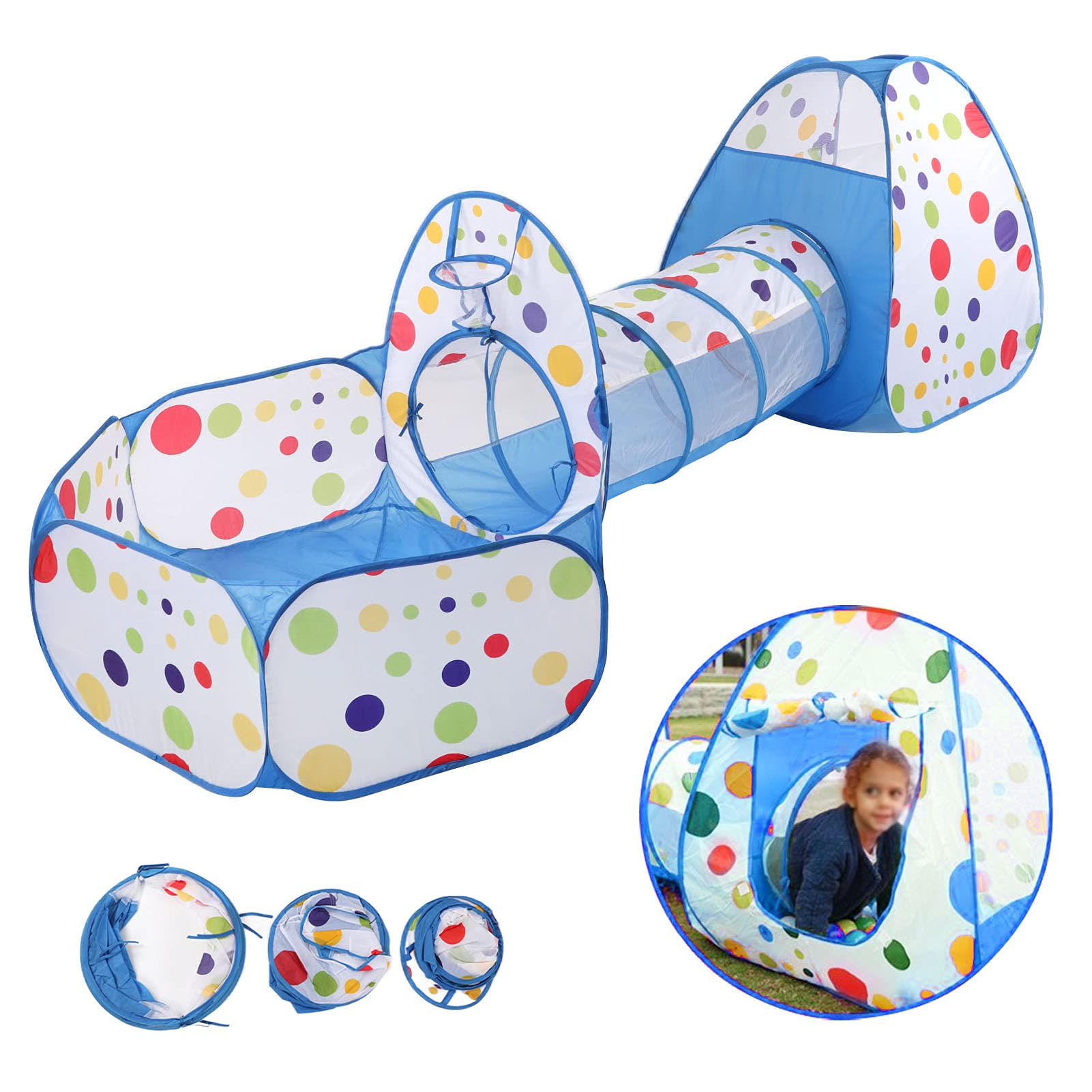 Tende da Gioco per Bambini, Accogliente e Durevole Casetta da Gioco per Interni Ed Esterni con Tunnel di Scansione per Bambini Piccoli e Neonati, Set da 3 Pezzi