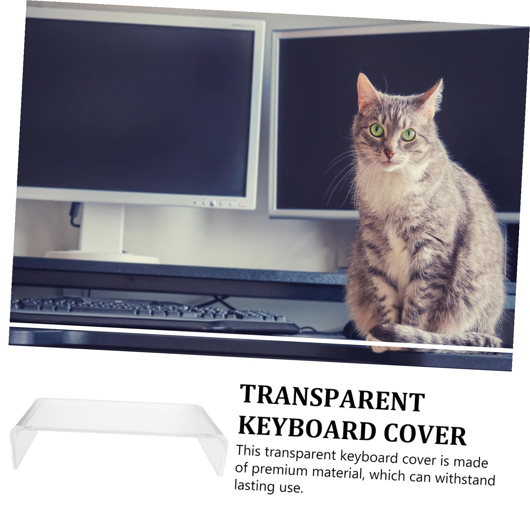 Cover Tastiera Acrilica Trasparente Anti-gatto per Tastiera | Rimovibile e Lavabile, Protegge i Tasti e Libera Spazio sulla Scrivania, Struttura Integrata