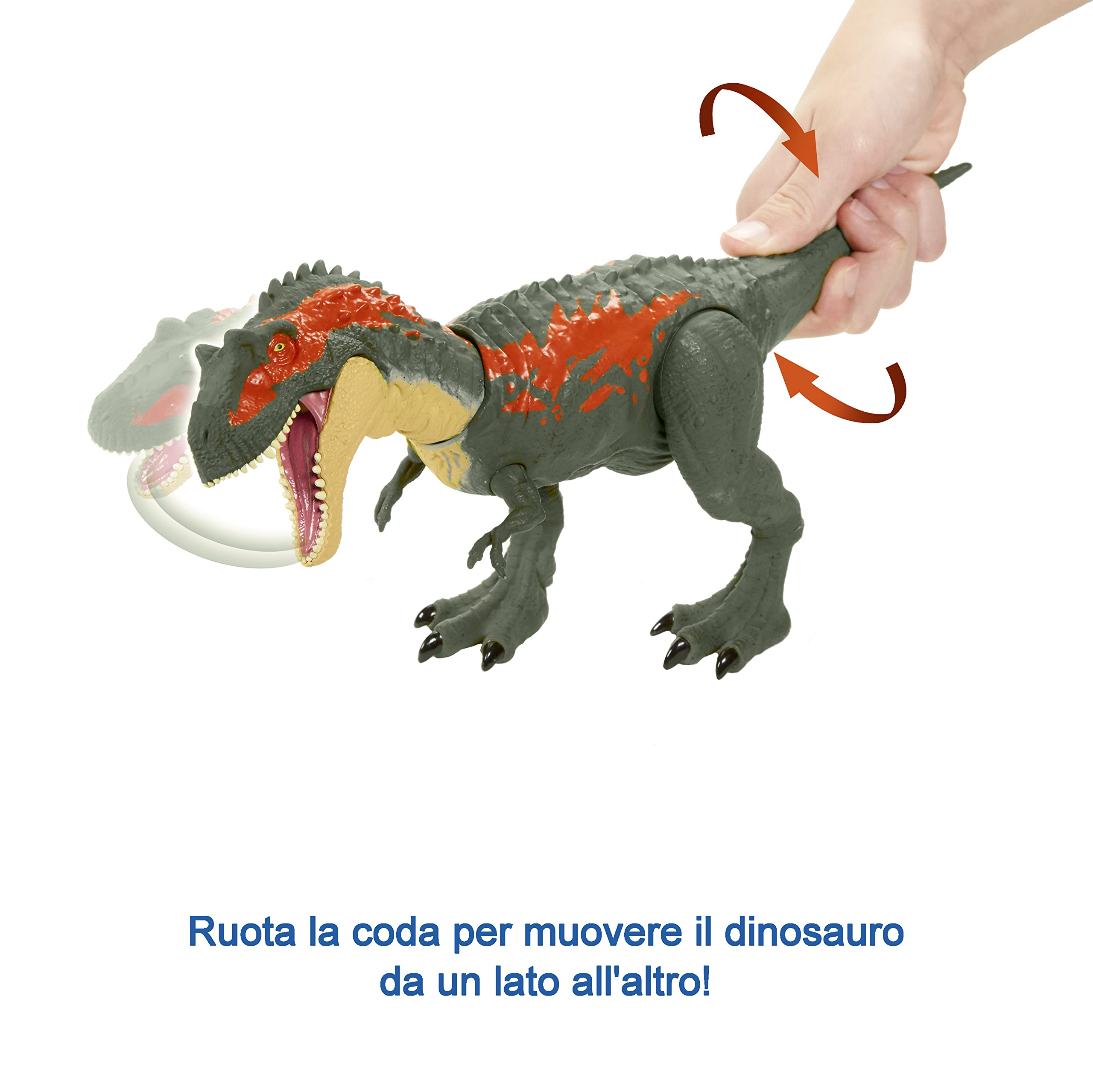 Jurassic World Morso Estremo, Dinosauro Albertosaurus Attivabile, Giocattolo per Bambini 4+Anni,GVG67