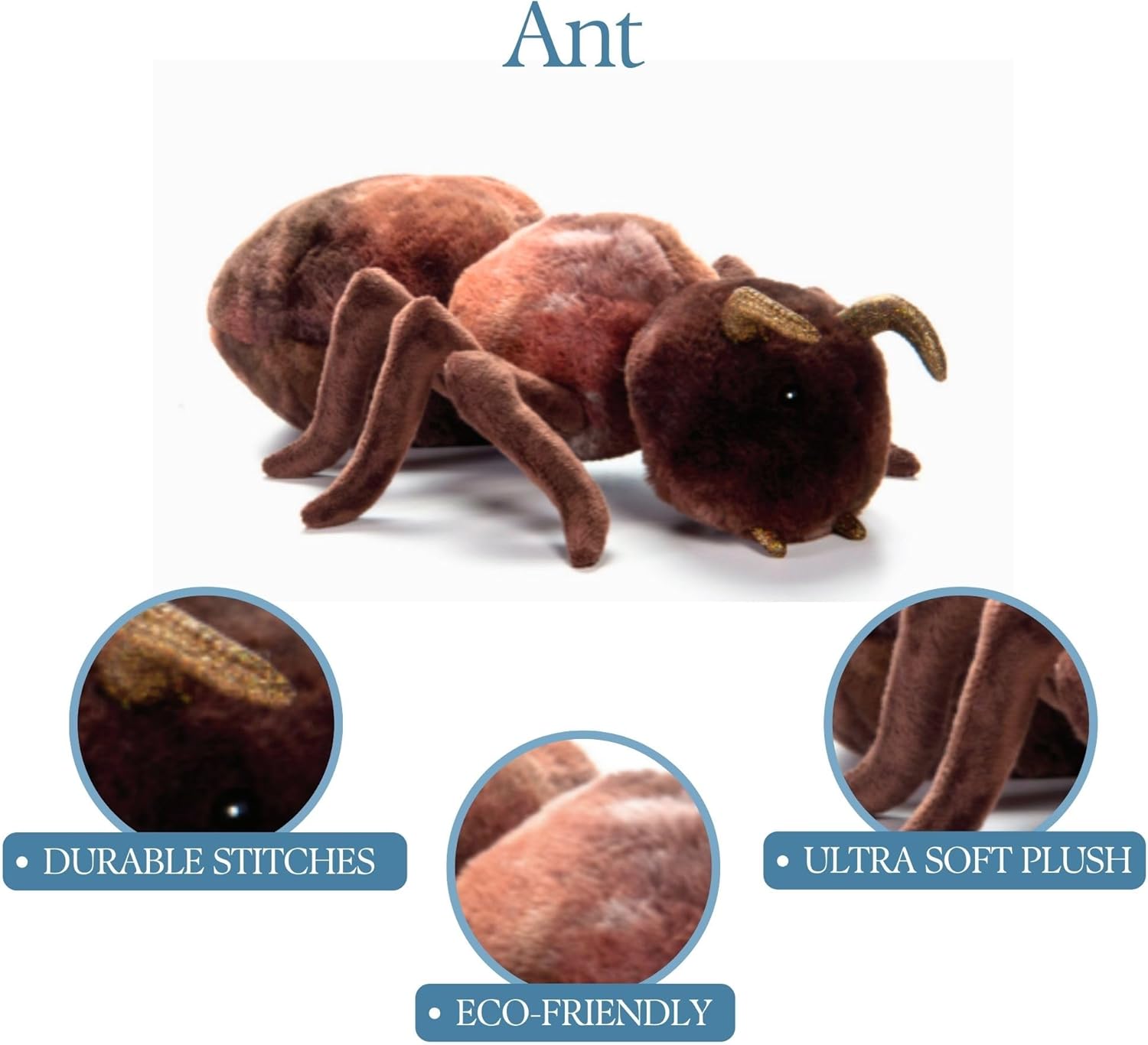 The Petting Zoo Ant Stuffed Animal Plushie, Gifts for Kids, Wild Onez Insect Animals, Ant Plush Toy, 12 inches
