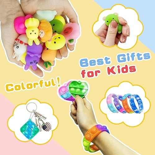 Miniatura 4 de 92 piezas de recuerdos de fiesta para niños, juguetes para ansiedad pop, juguetes de regalo de cumpleaños, bolsas de regalo, caja del tesoro,