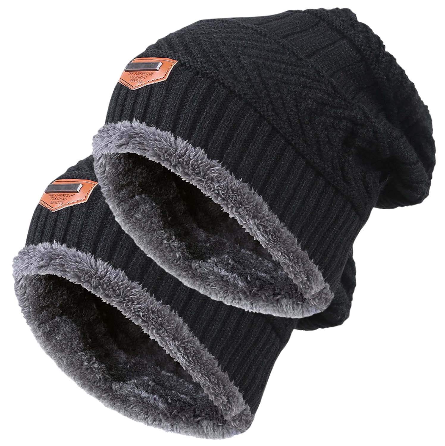 Winter Beanie Hat for Boys Girls (5-14 Years) Slouchy Beanie Windproof Warm Knit Kids Skull Cap