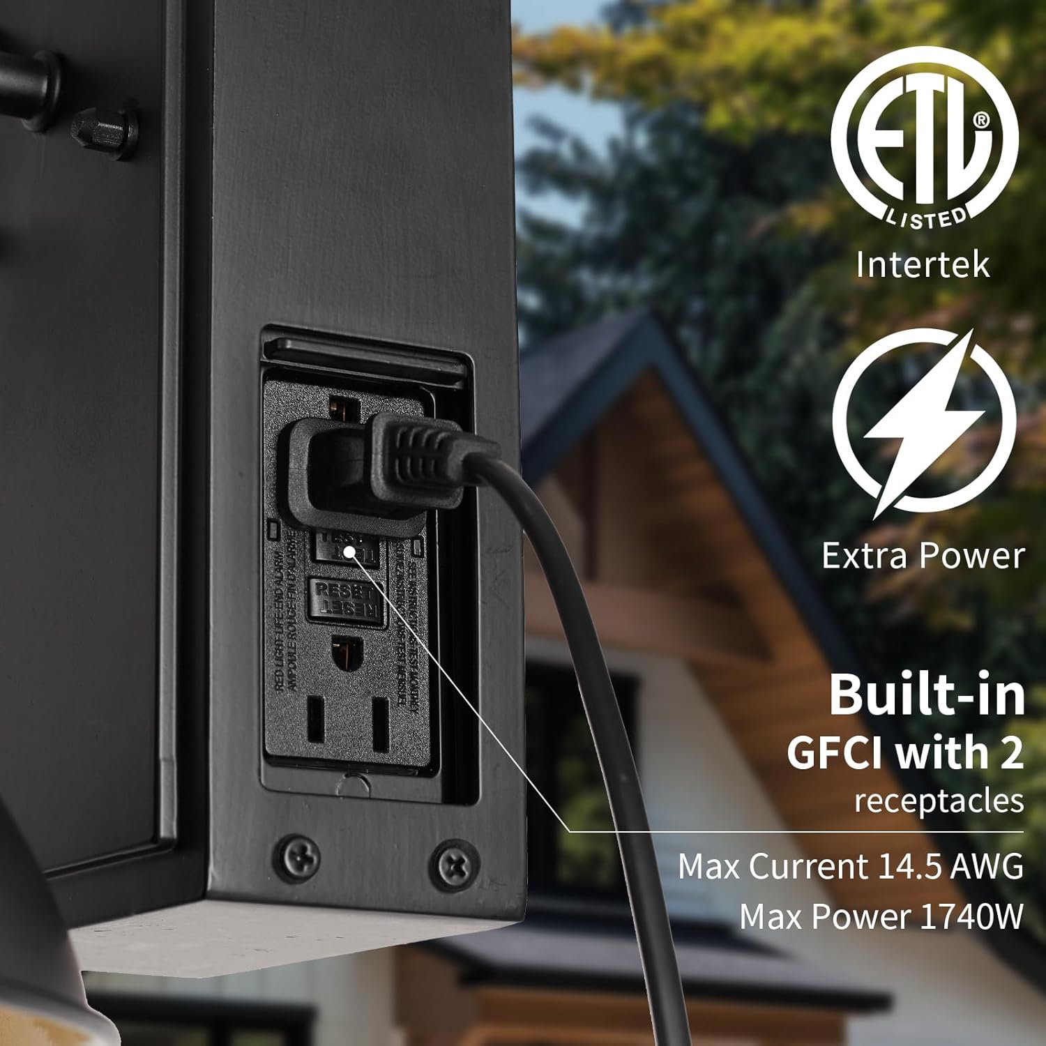 Dusk to Dawn Sensor Outdoor Barn Light with GFCI Outlet, 16 Inch Farmhouse Exterior Wall Sconce, Rustic Lighting Fixture, Industrial Wall Lantern for Garage Shed Patio, STRZ034L-W BK