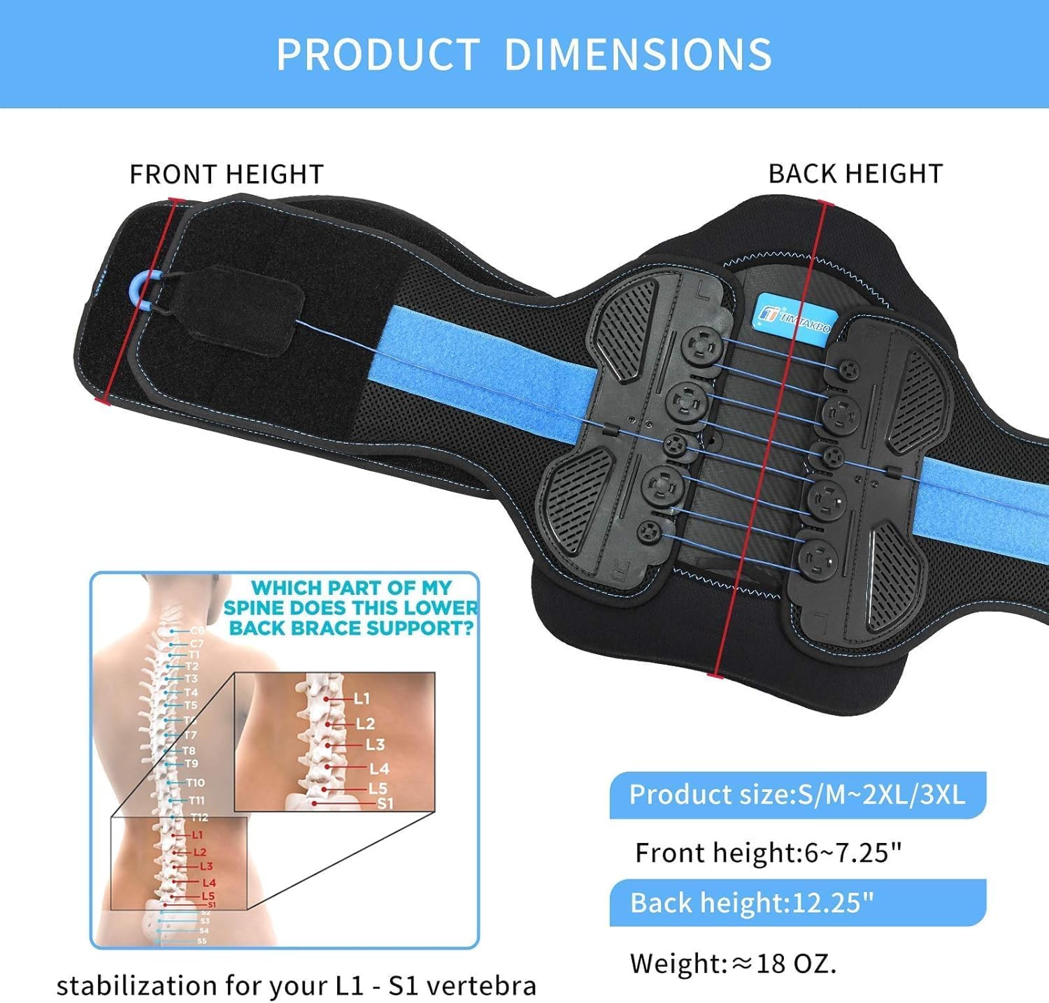 2.0 Version LSO Back Brace with Maximum Decompression Plate&Comfort Curve Back Support New Added with Foam Pad, Dual Pulley System Lumbar Support Belt for Lower Back, Spine, Disc(L/XL fit belly 35"-47")