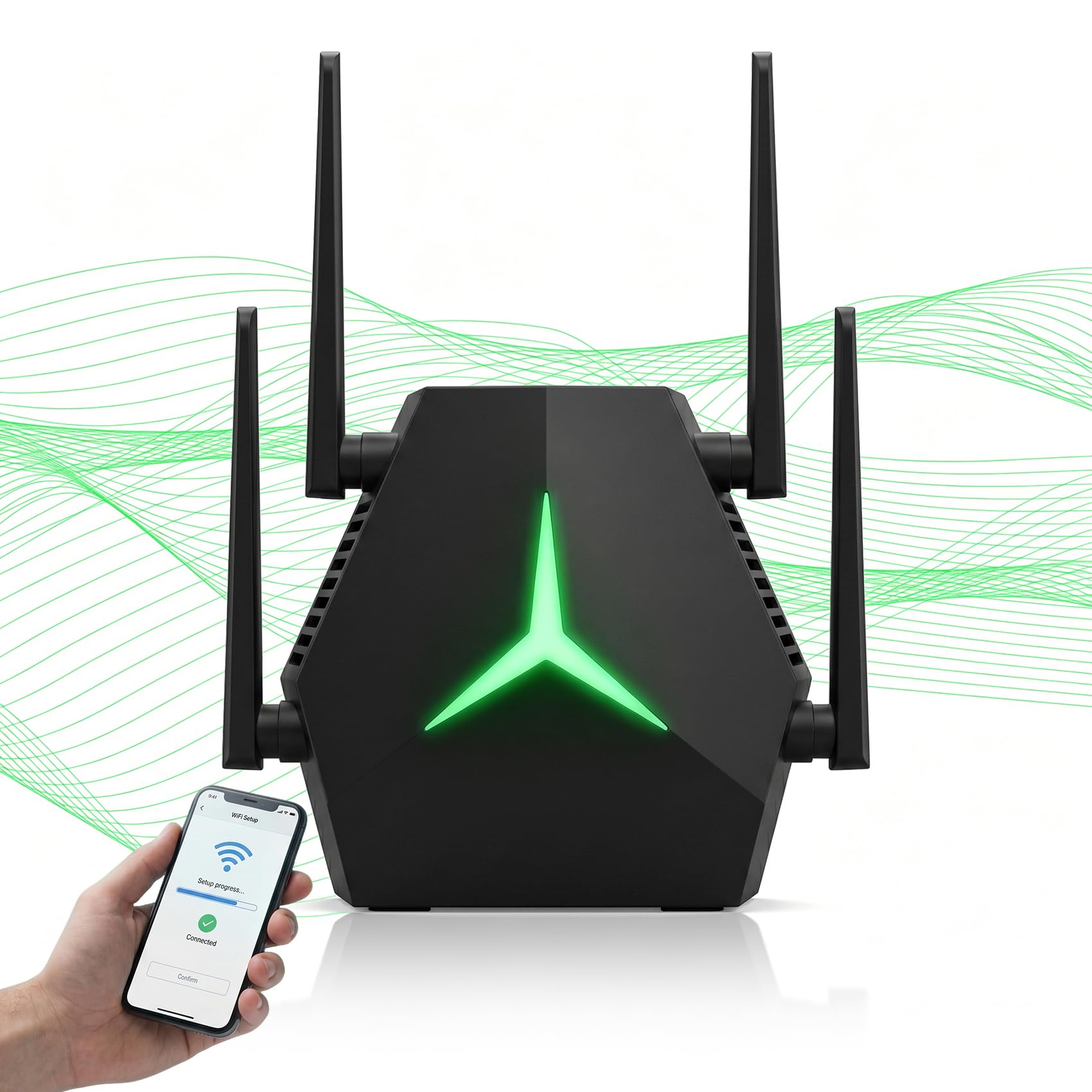 Repetidor WiFi AC1200 1200 Mbps, 1115㎡ Amplia Cobertura WiFi Extender, soporta más de 100 Dispositivos simultáneamente, 4 Antenas tecnología MIMO y Puerto Ethernet