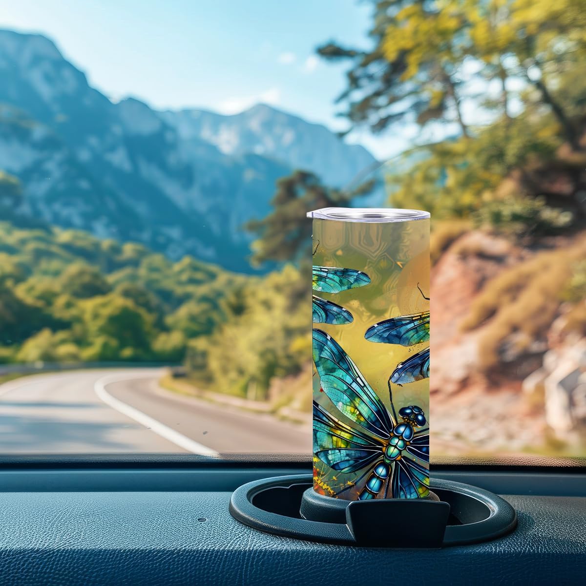 Coffee Tumbler, 20 oz Tumbler, Insulated Coffee Mug with Lid, Skinny Stainless Steel Thermal Cup, Slim Vacuum Water Bottle Travel Mug, Christmas Birthday Dragonfly Gifts for Women Men Girls Sister - Image 6